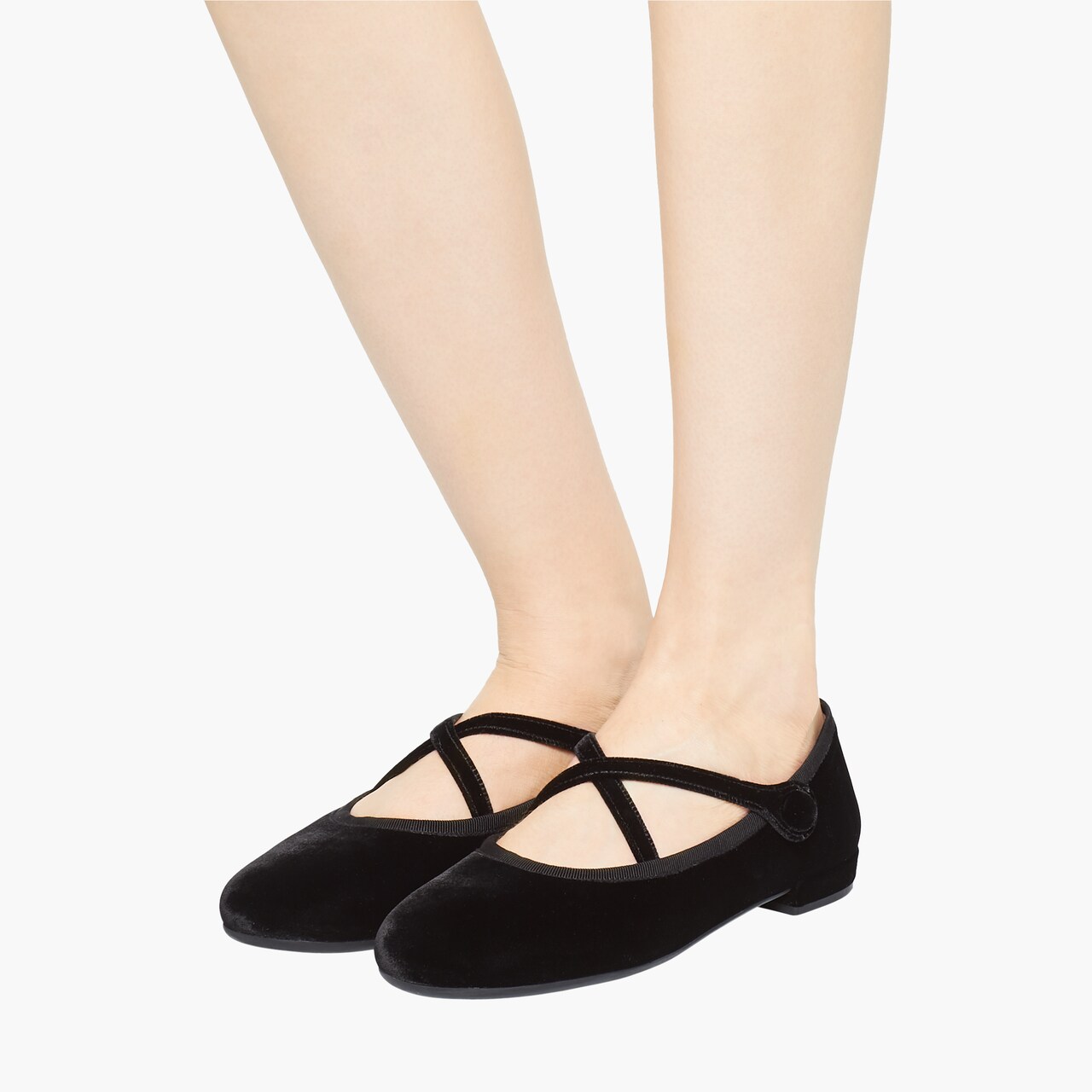 丝绒芭蕾平底鞋
