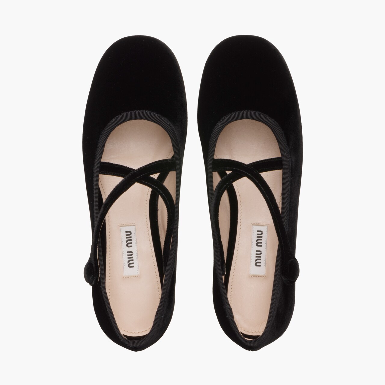 丝绒芭蕾平底鞋 黑色 | miu miu