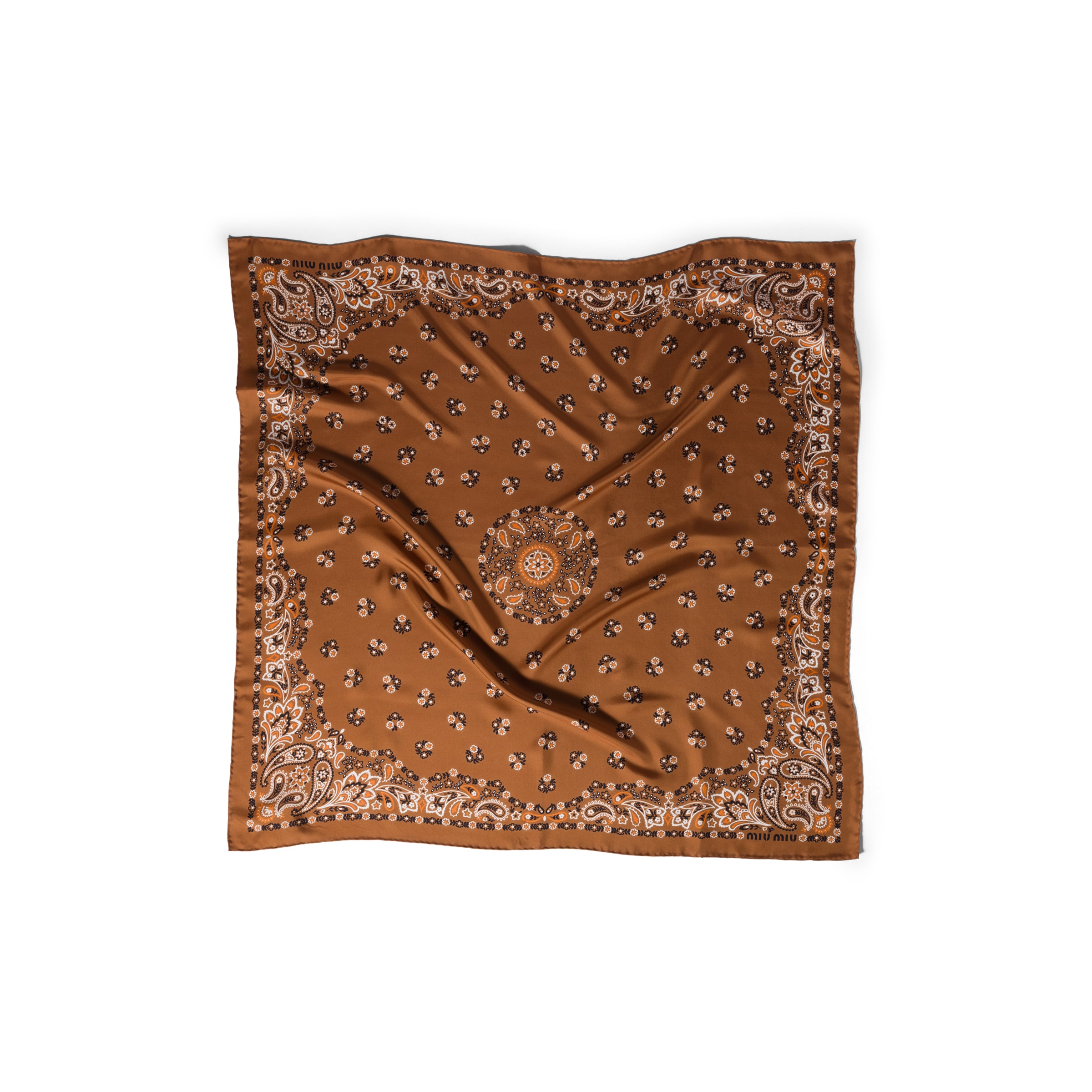 Miu Miu Printed Silk Scarf In Multi