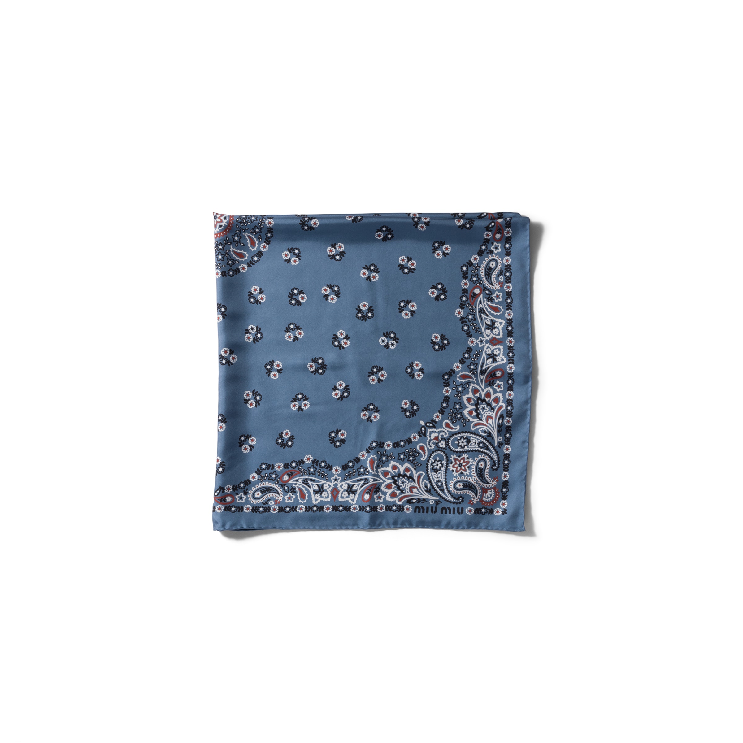 Miu Miu Printed Silk Scarf In Multi