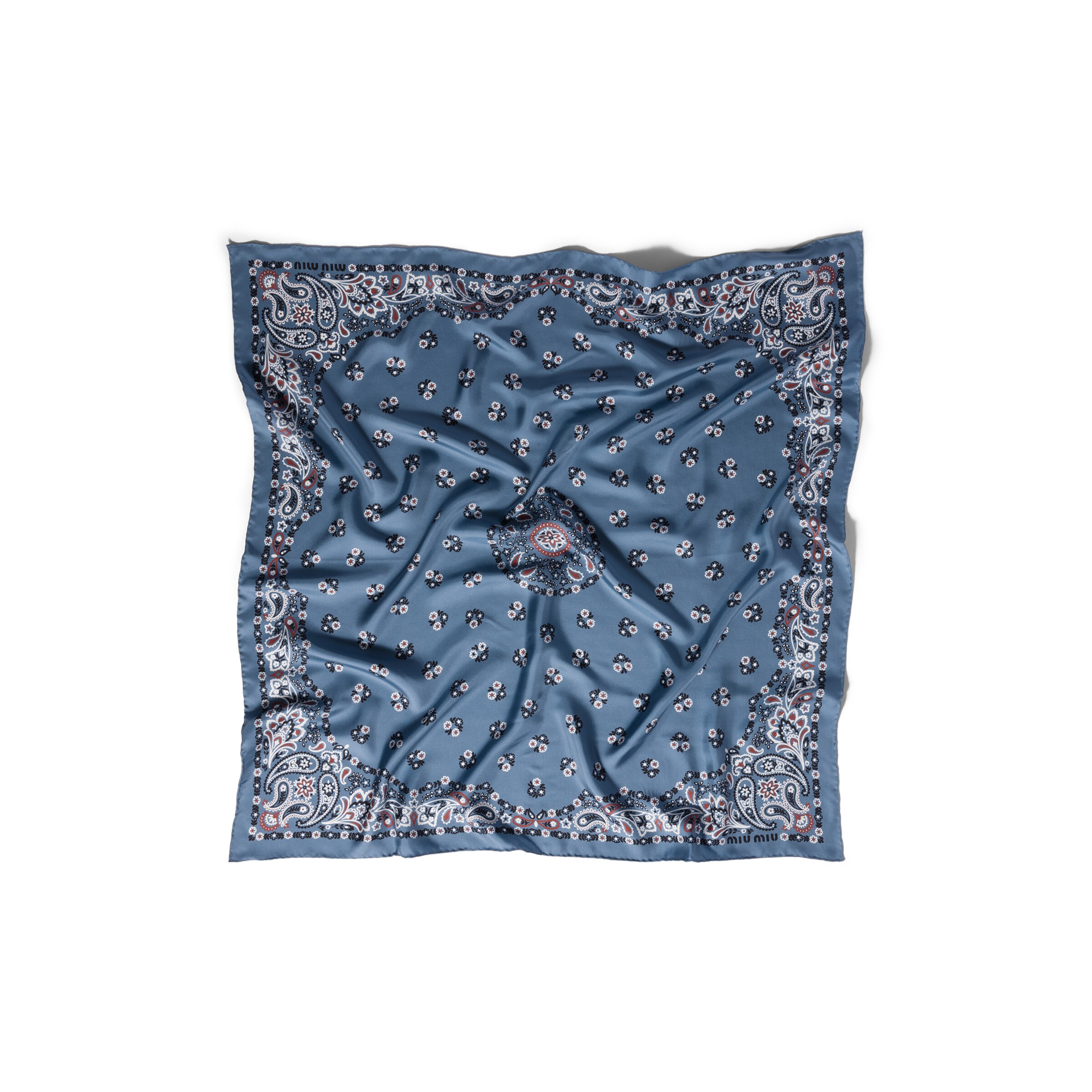 Miu Miu Printed Silk Scarf In Multi