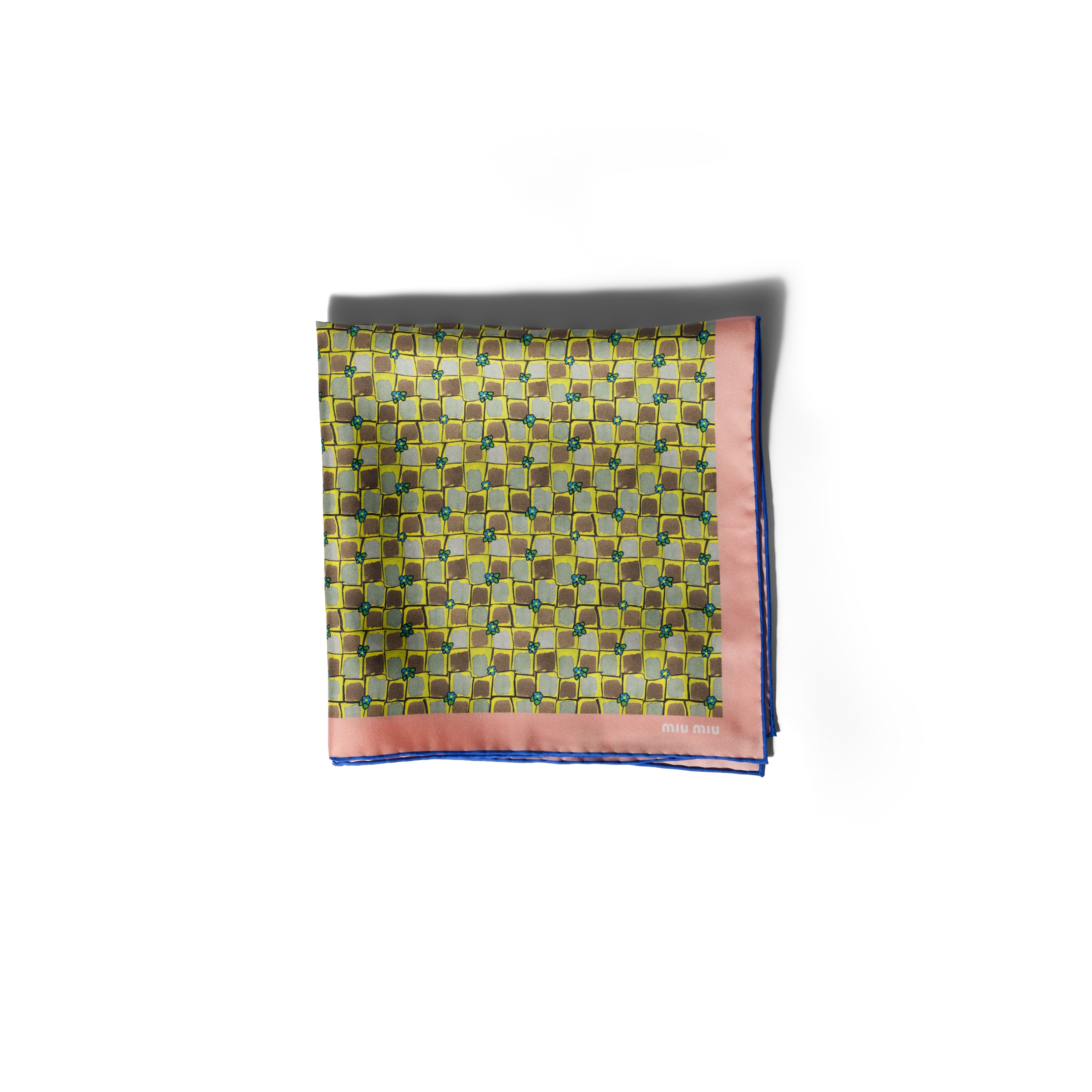 Miu Miu Printed Twill Scarf In Topaz/periwinkle