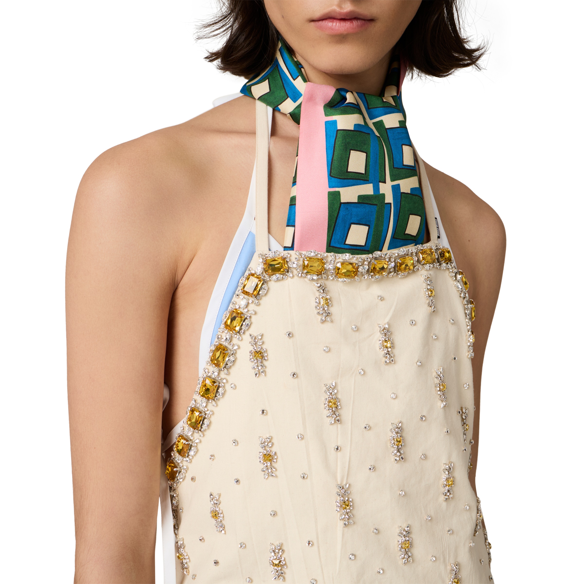 Miu Miu Printed Silk Scarf In Multi