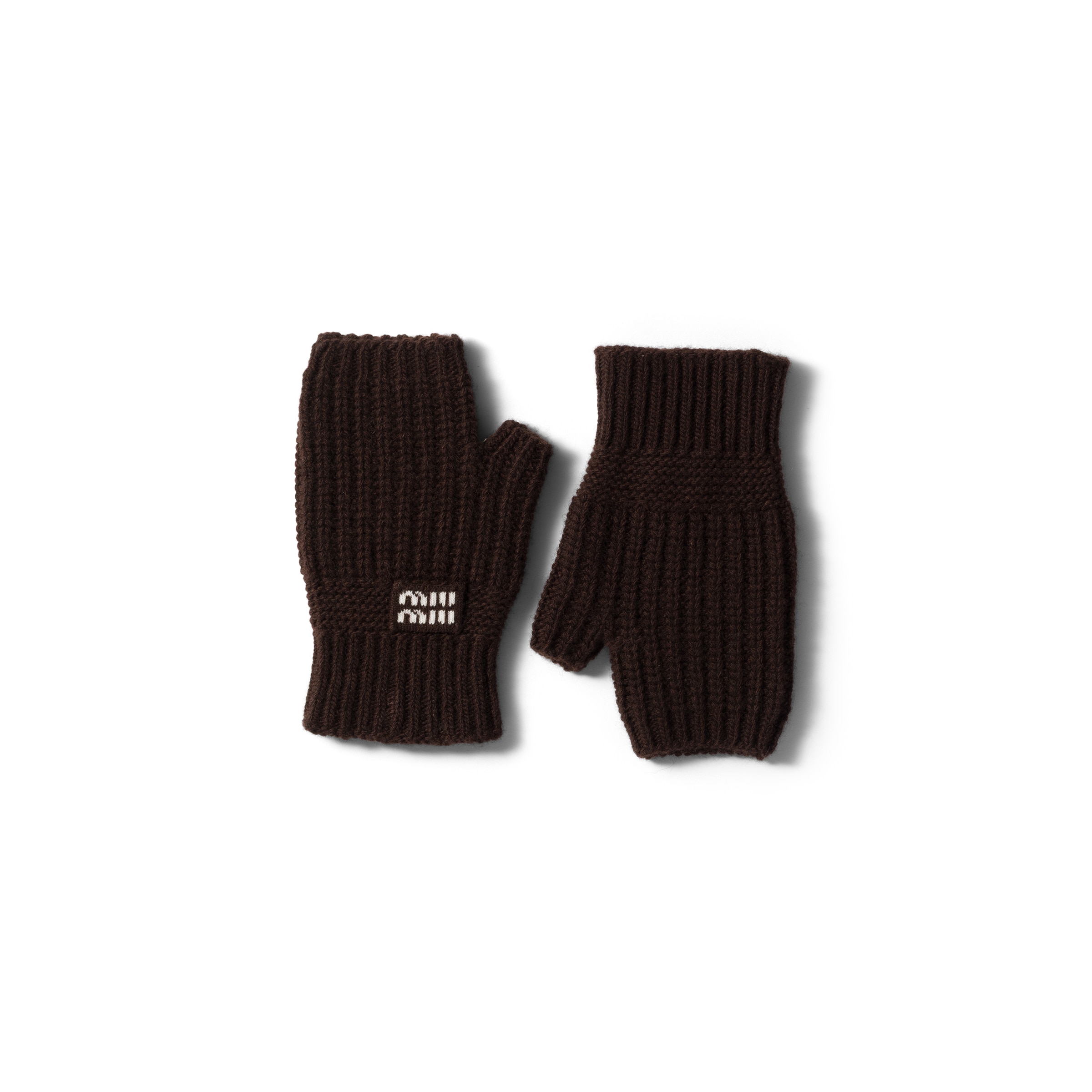 Miu Miu Wool And Cashmere Gloves In Gray