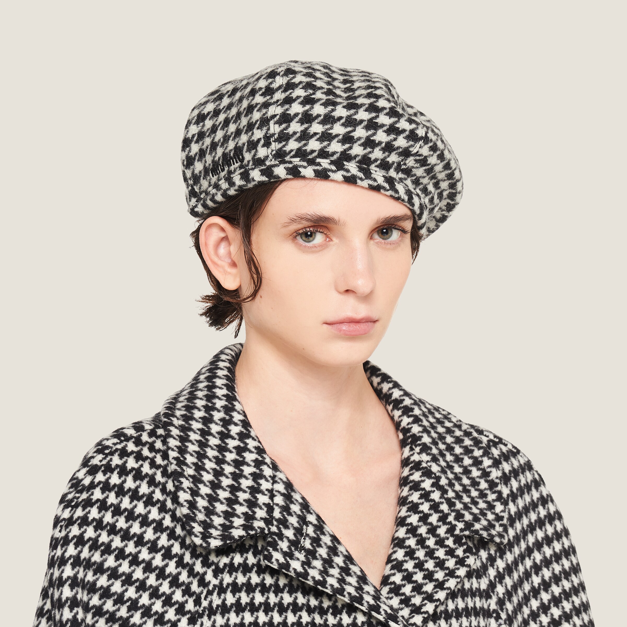Black Shetland Wool Beret Miu Miu