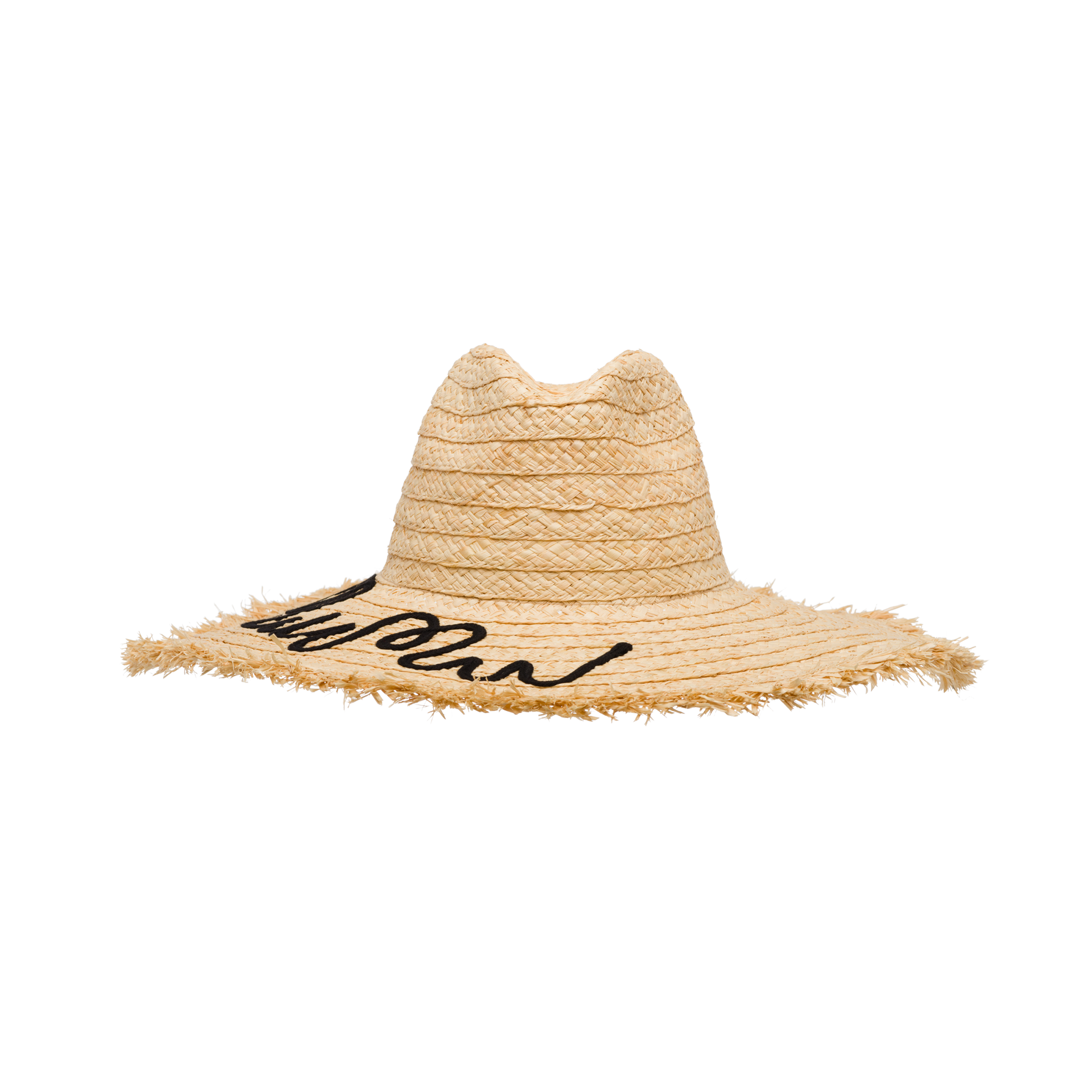 Tan Black Raffia Hat MIU MIU