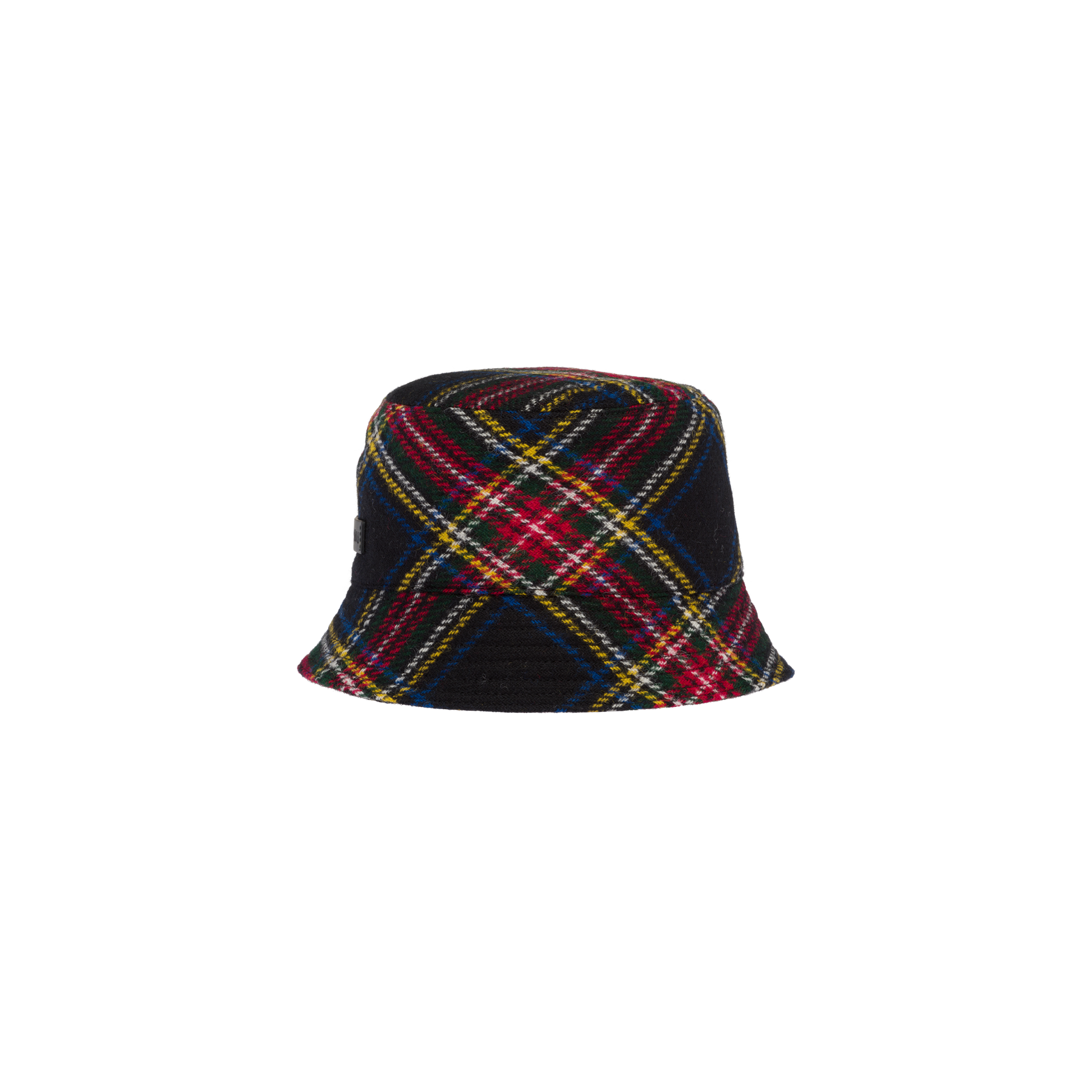 Plaid Shetland wool bucket hat Black 