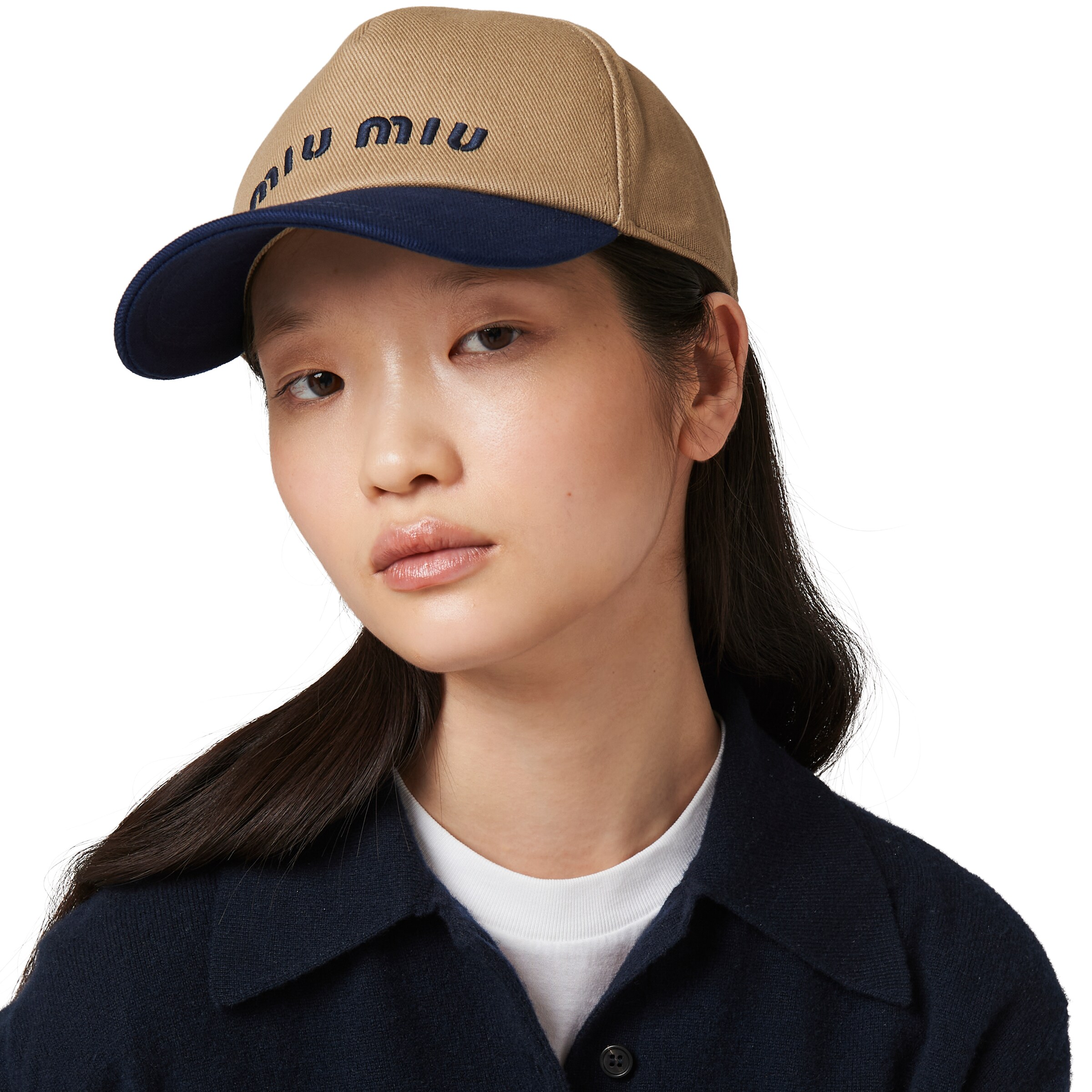 Miu Miu Drill Baseball Cap In Brown