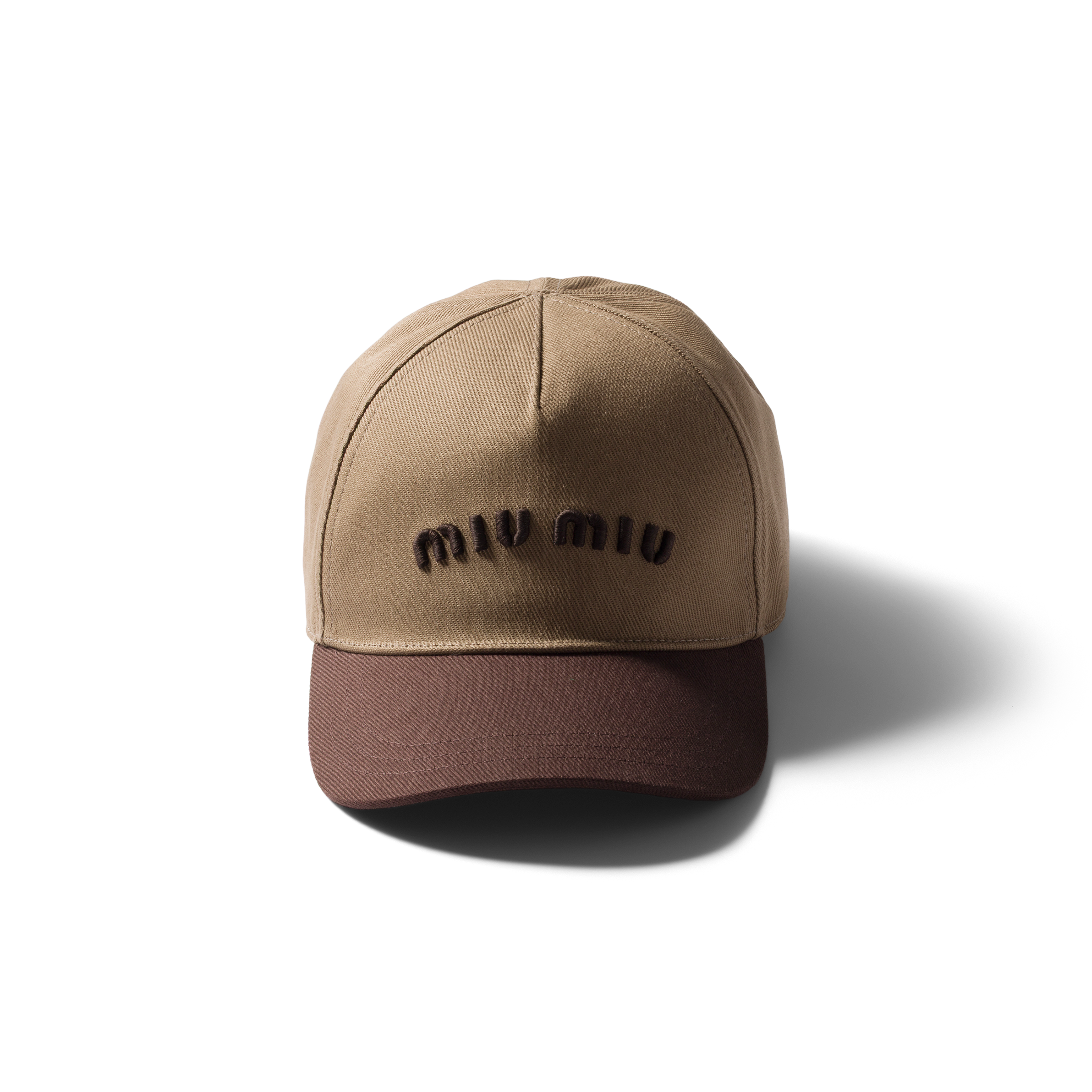 Dove/dark Brown Drill Baseball Cap | Miu Miu - United States