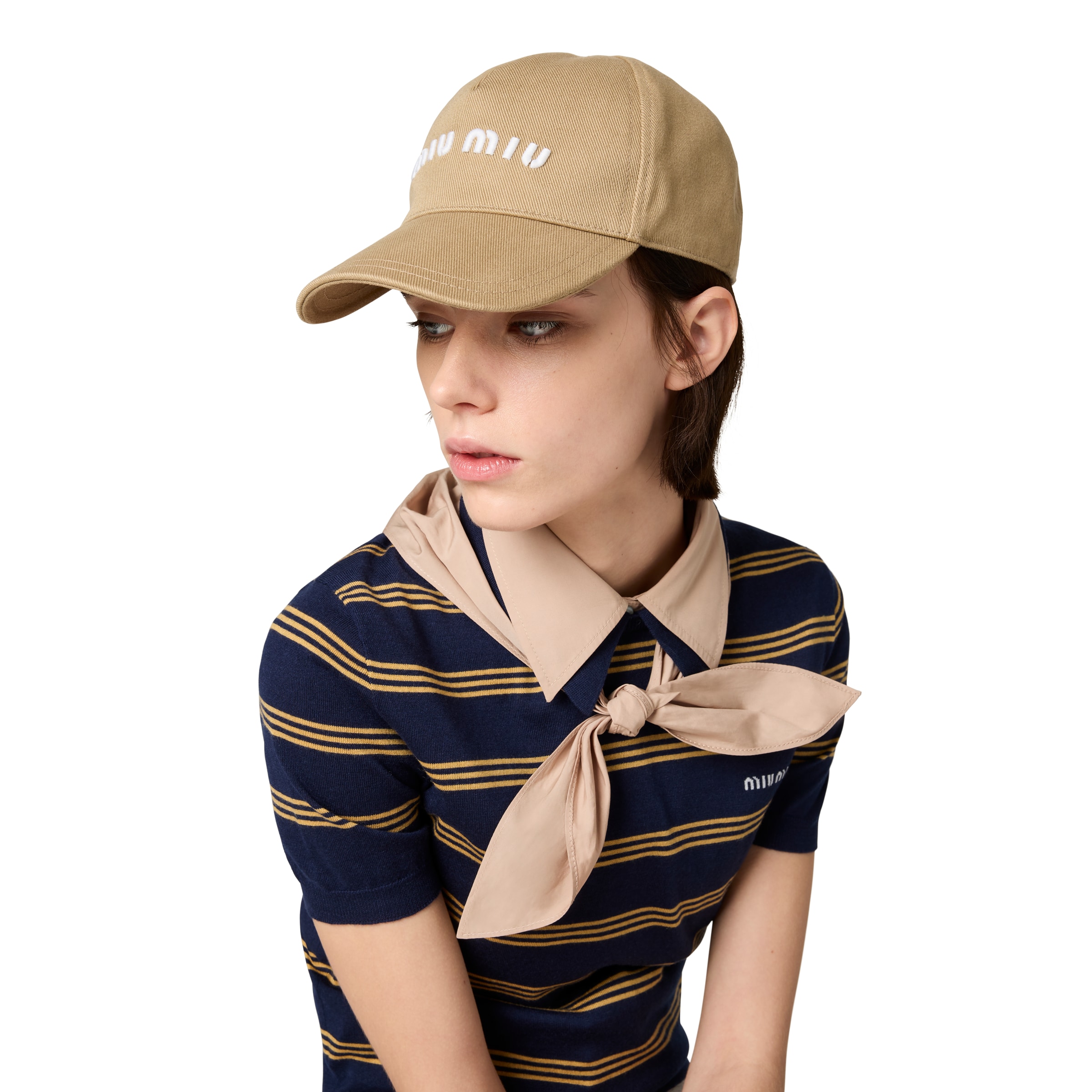 Miu Miu Drill Baseball Cap In Neutral