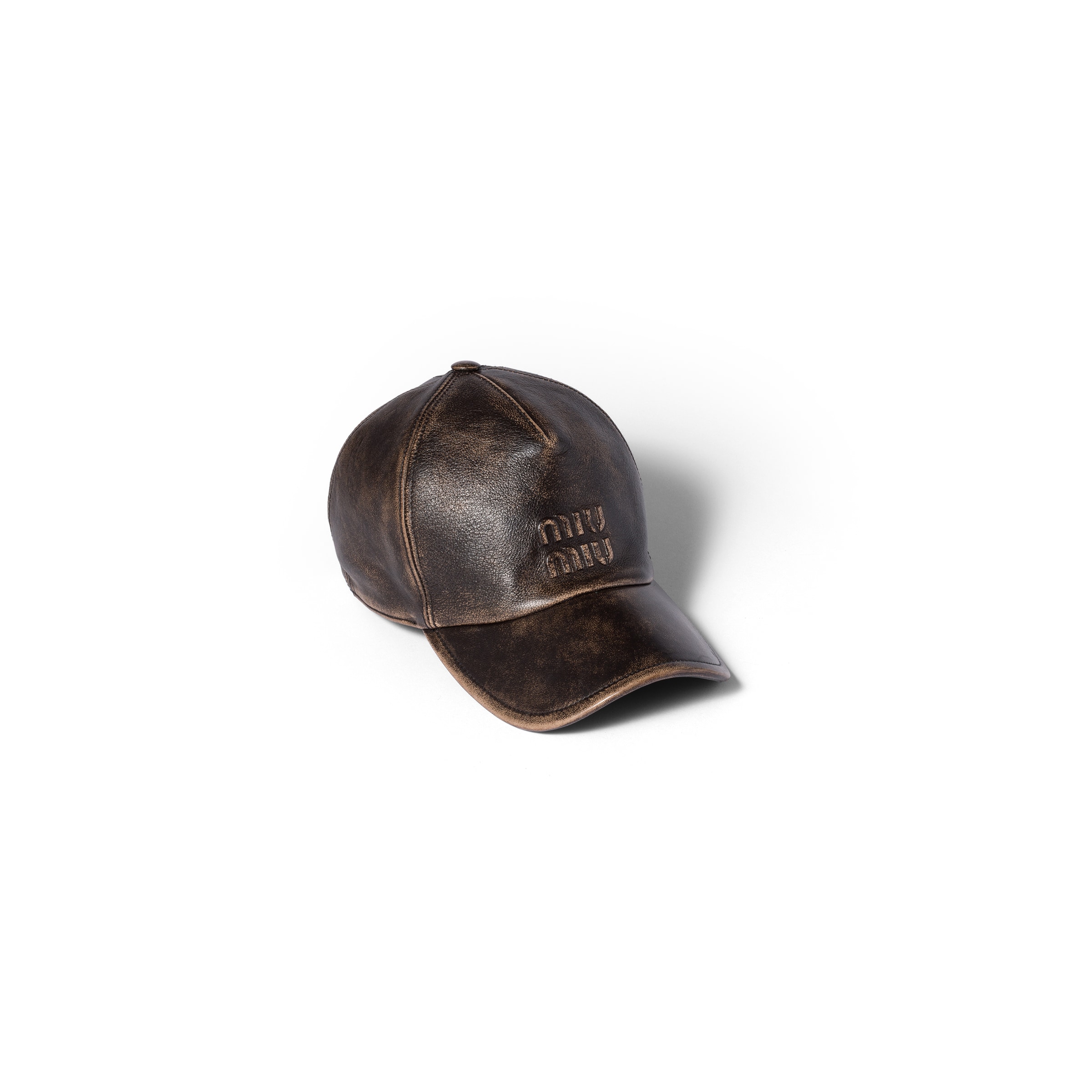Miu Miu Gorra De Béisbol De Napa, Mujer, Marrón Café, Talla M