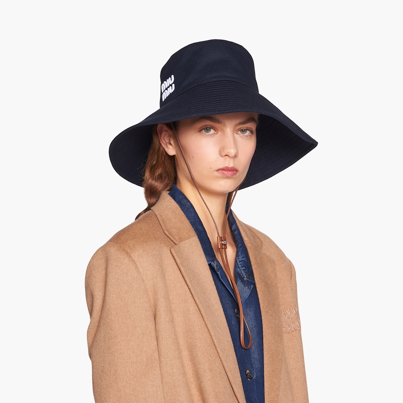 Blue/White Drill hat MIU MIU
