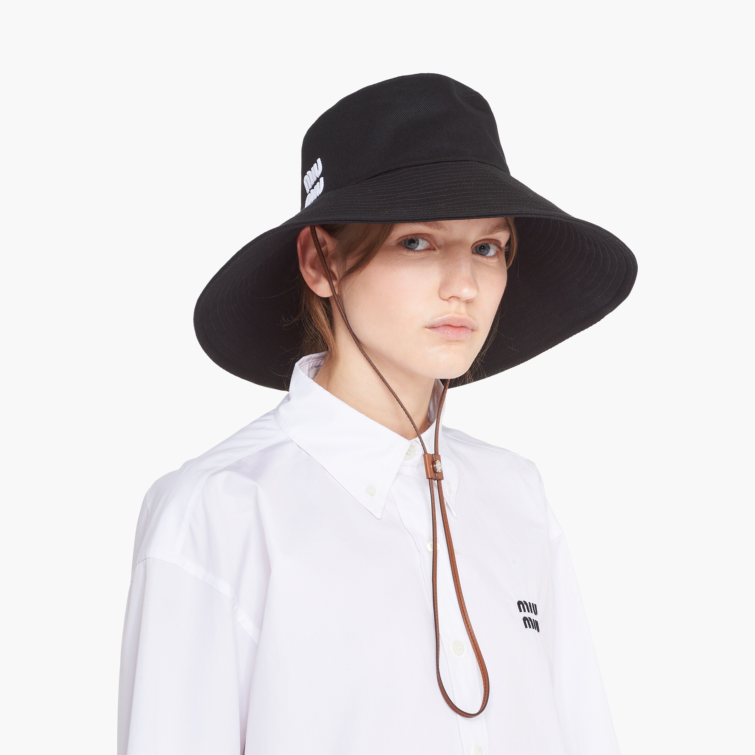 Black/White Drill hat MIU MIU