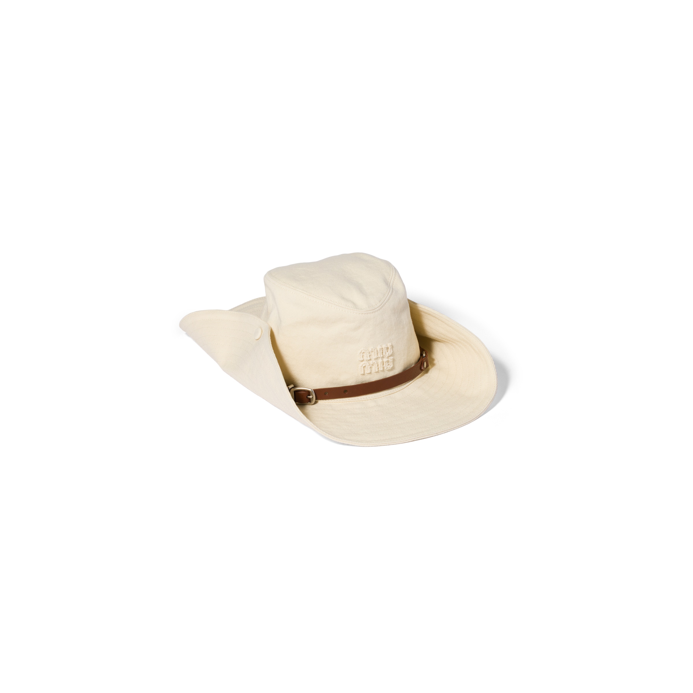 Miu Miu Drill Cowboy Hat, Woman, Ecru, Size XL
