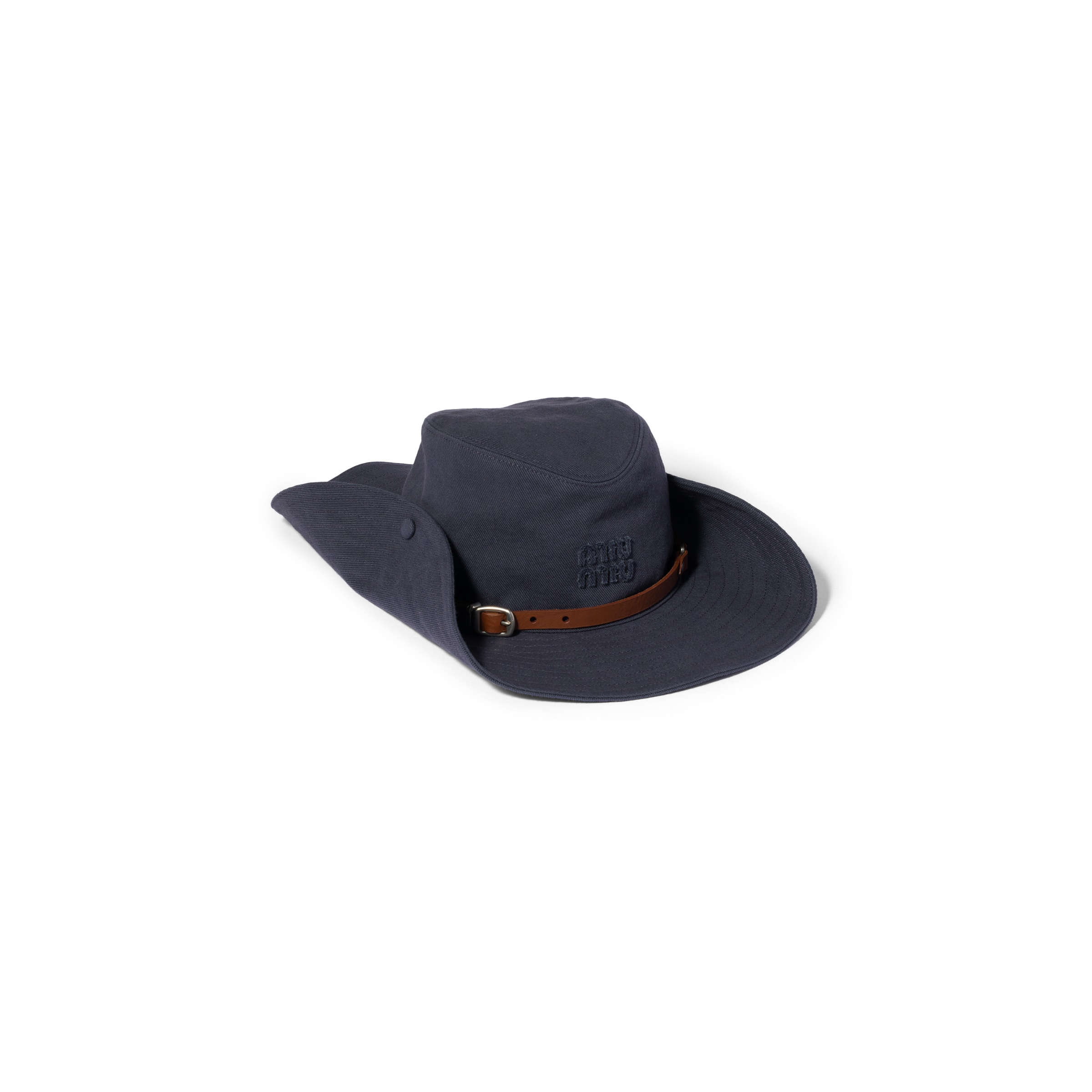 Miu Miu Drill Cowboy Hat, Woman, Hematite, Size S
