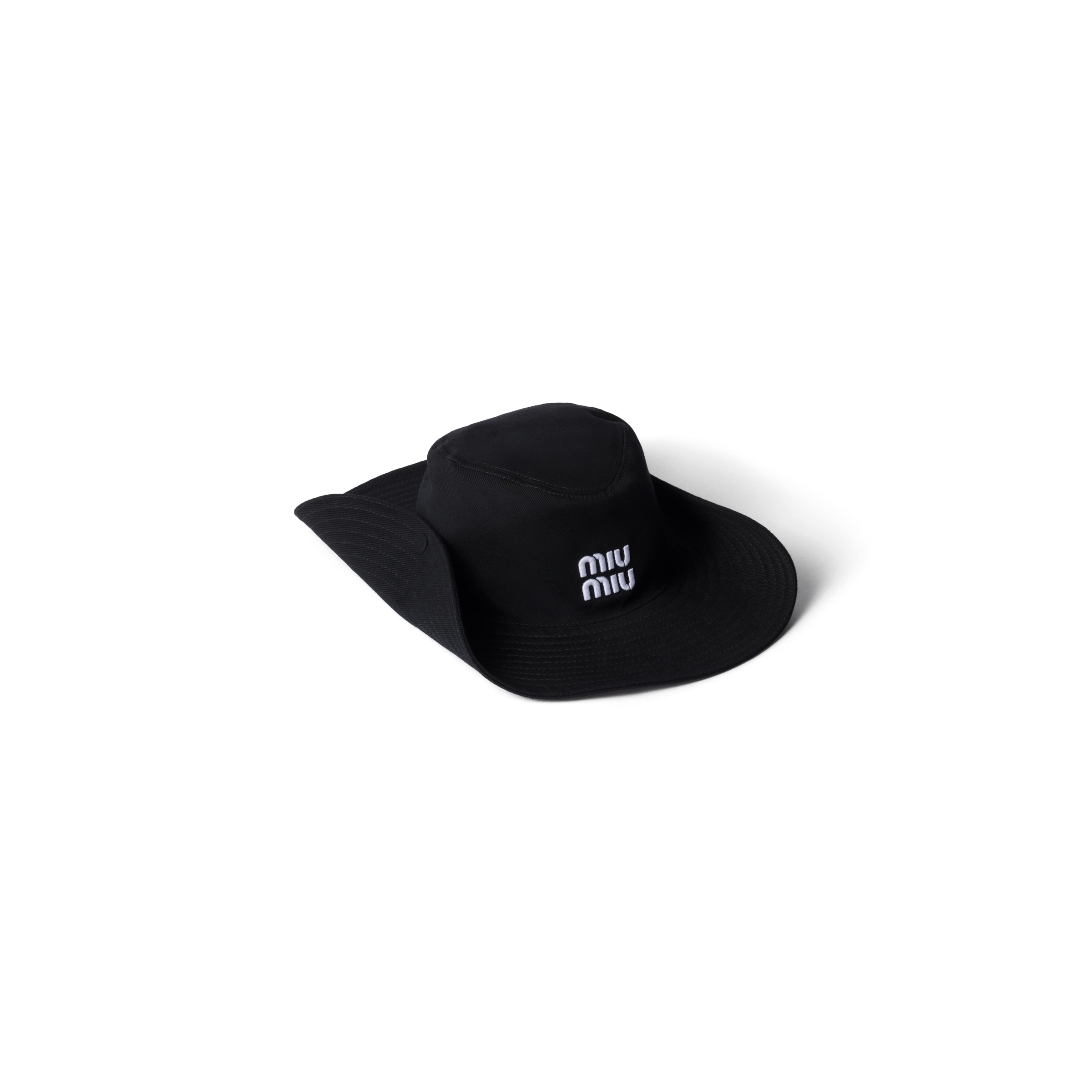 Miu Miu Drill Hat In Black/white