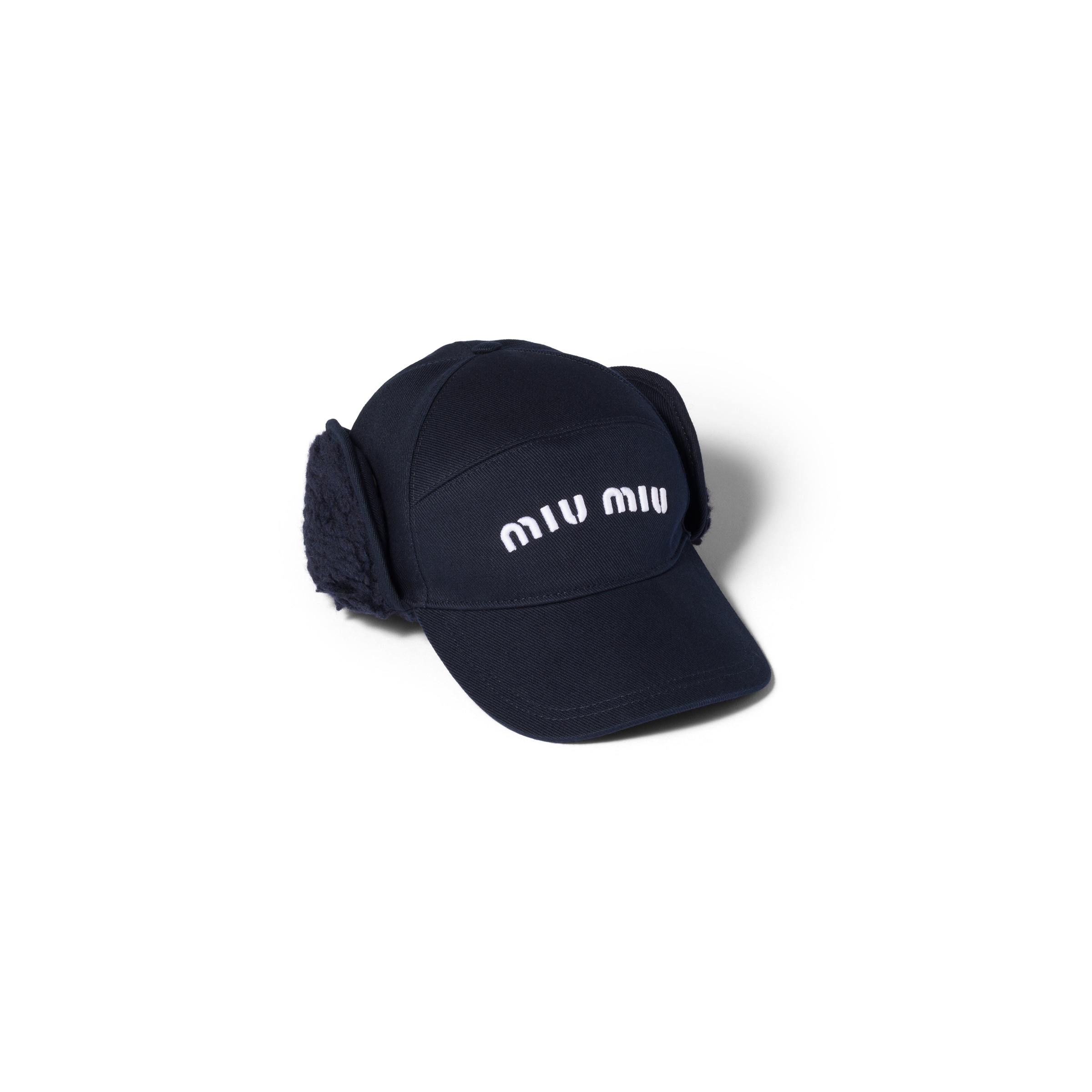 Miu Miu Casquette En Drill Et En Polaire, Femme, Bleu, Taille M