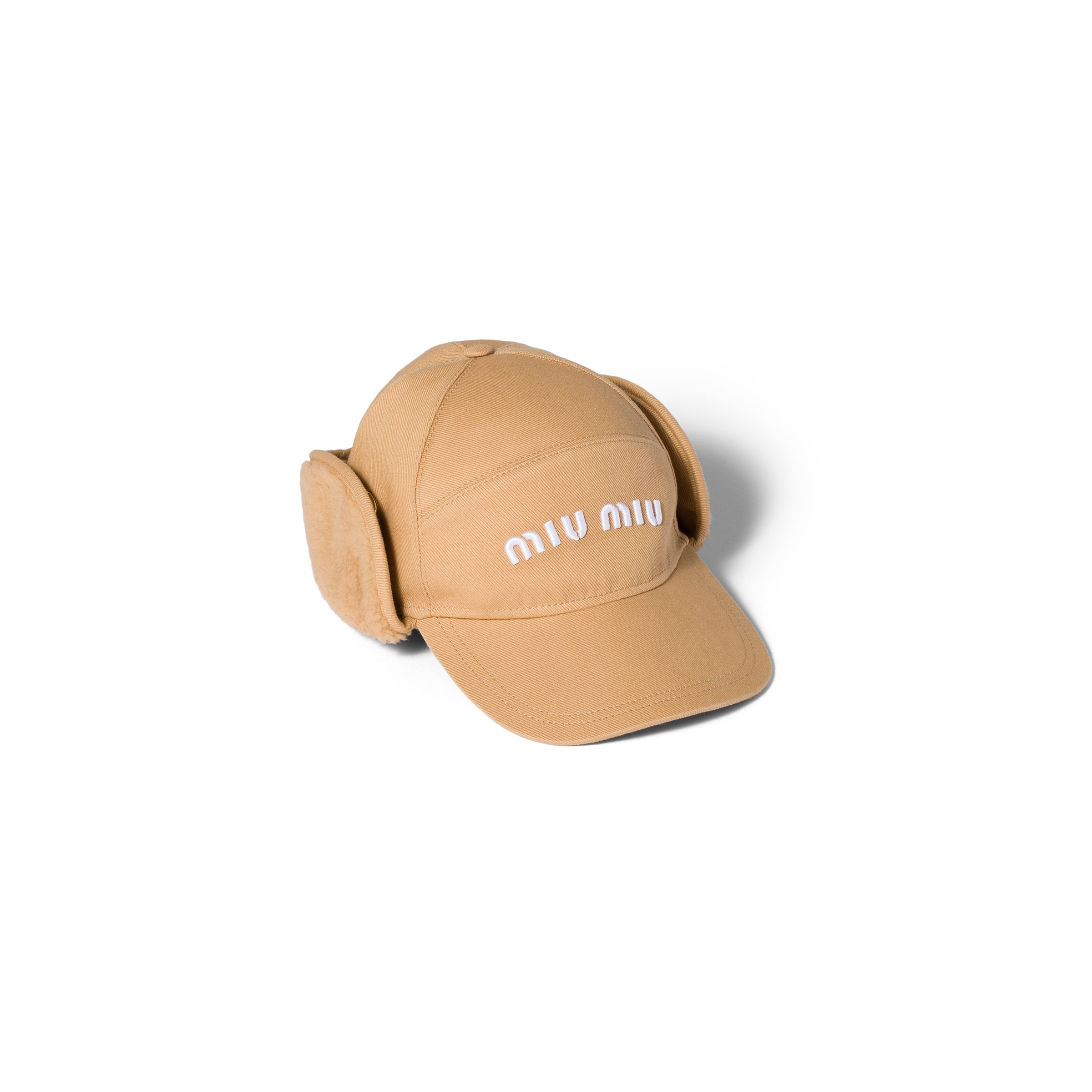 Miu Miu Casquette En Drill Et En Polaire, Femme, Miel, Taille M