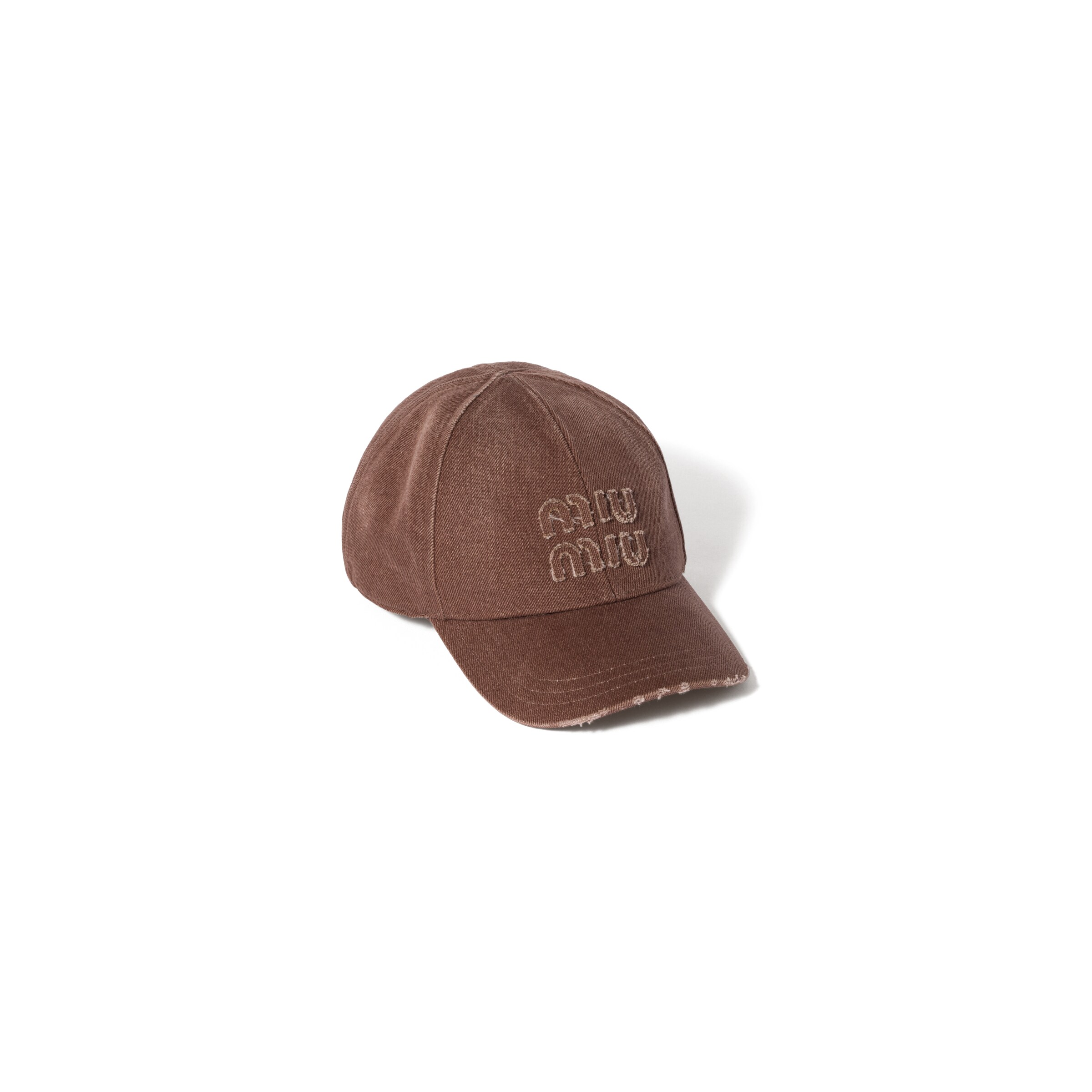Miu Miu Casquette De Baseball En Denim, Femme, Marron Cacao, Taille S