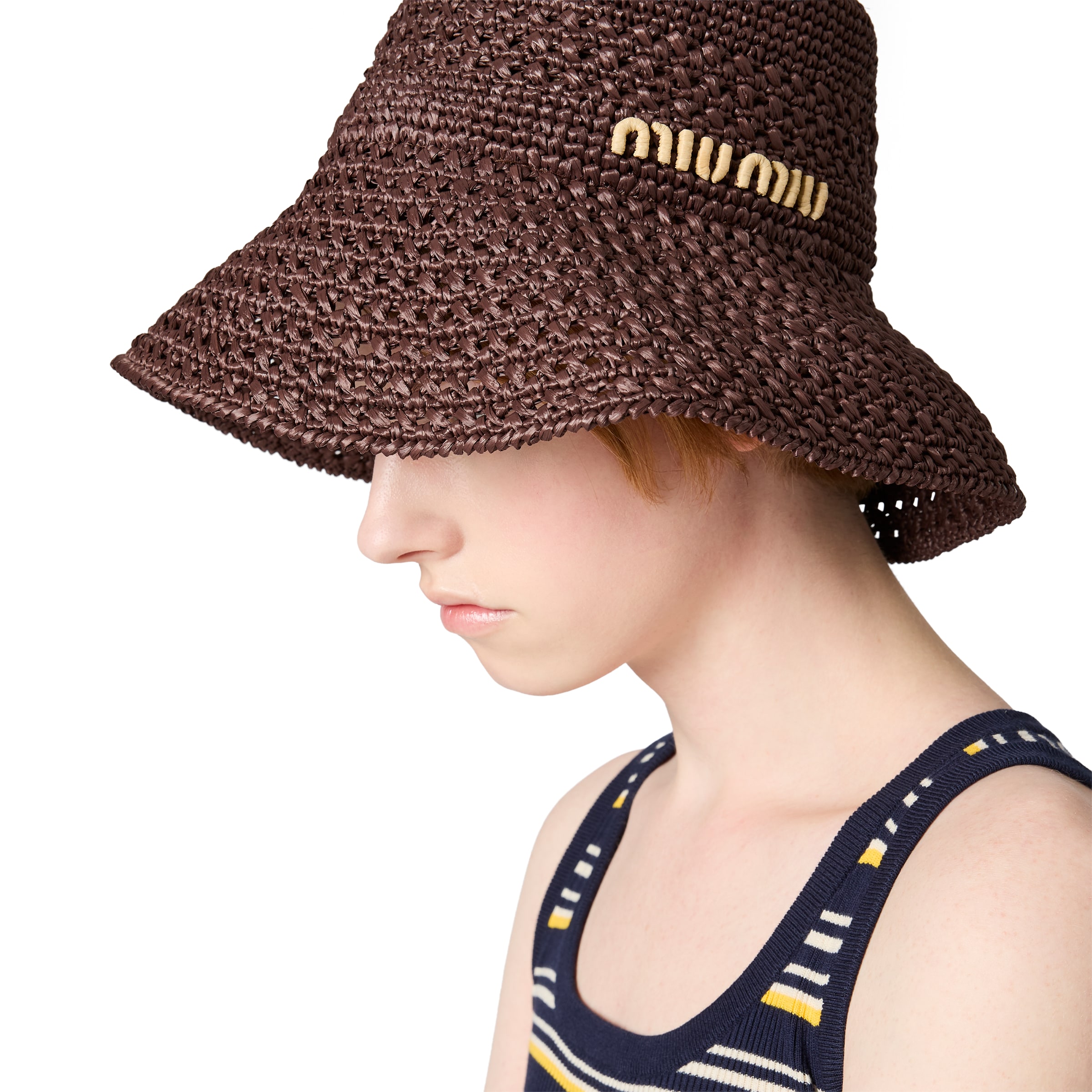 Miu Miu Raffia Hat In Brown