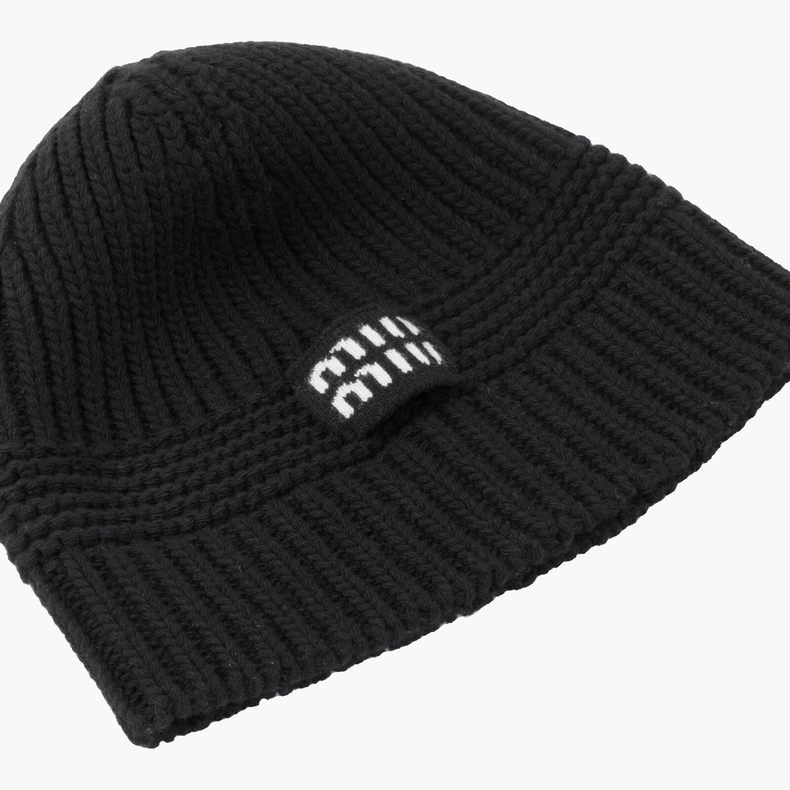 Black Knit Beanie Miu Miu