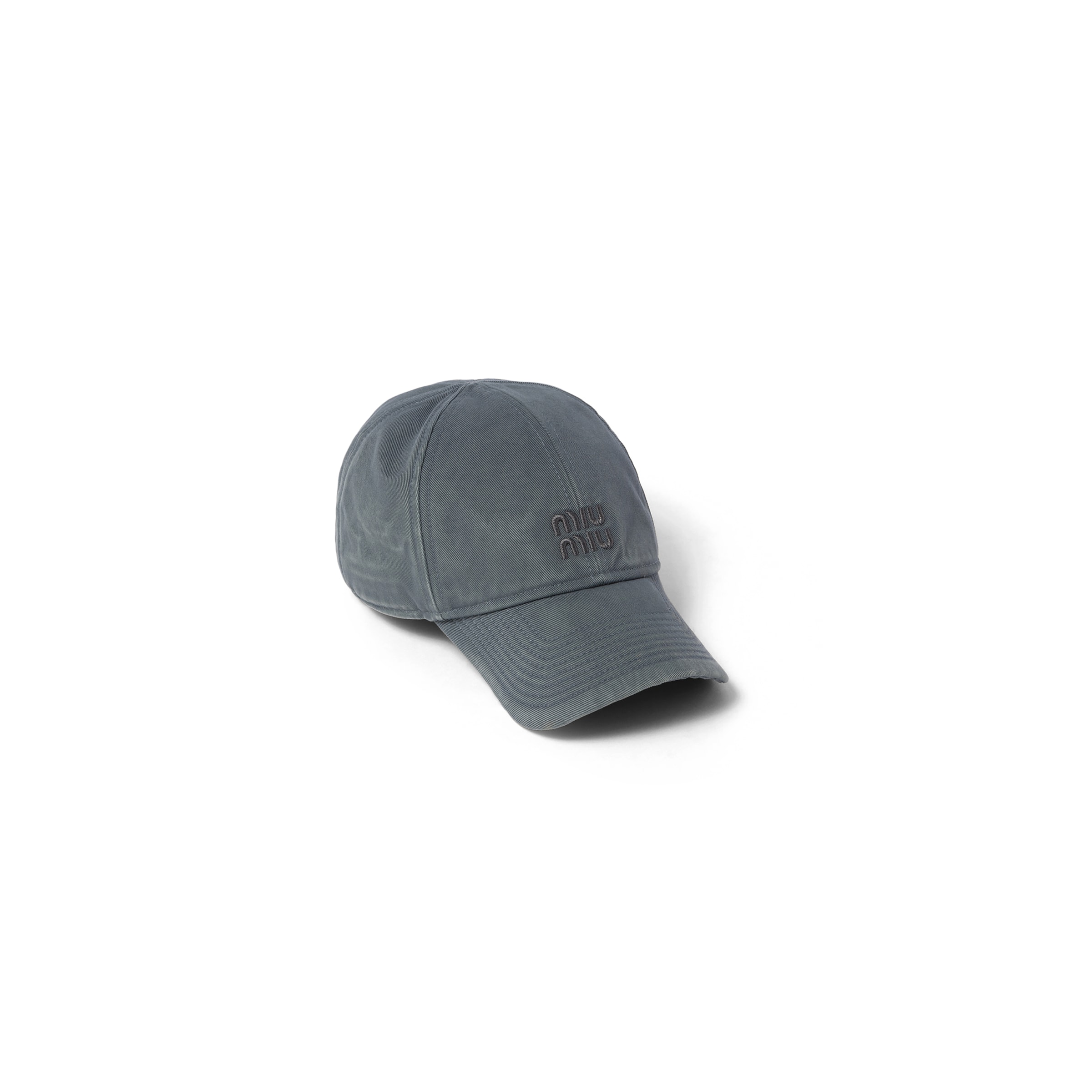 Miu Miu Drill Baseball Cap In Grey