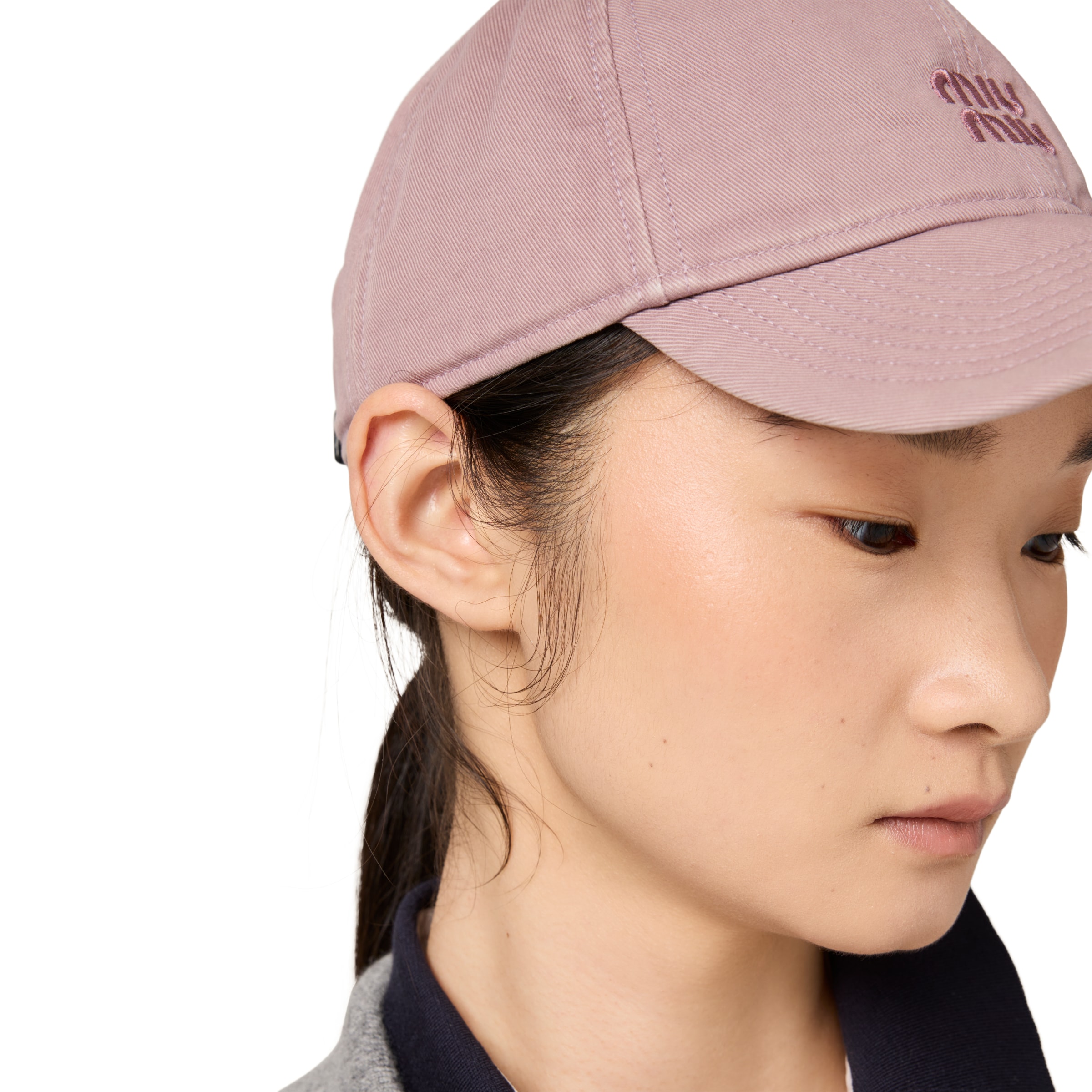 Miu Miu Drill Baseball Cap In Raspberry