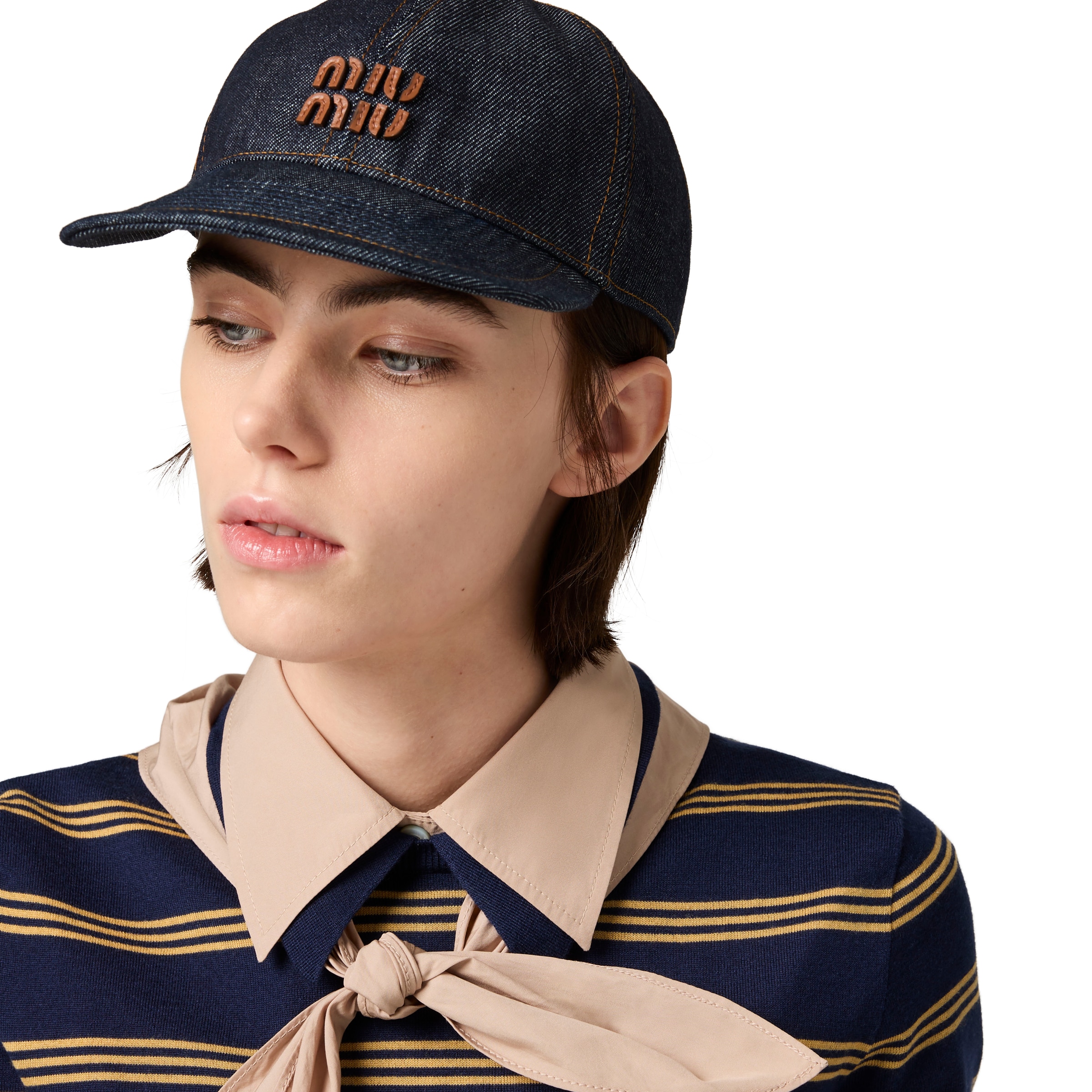 Miu Miu Bowler Cap In Blue/brandy