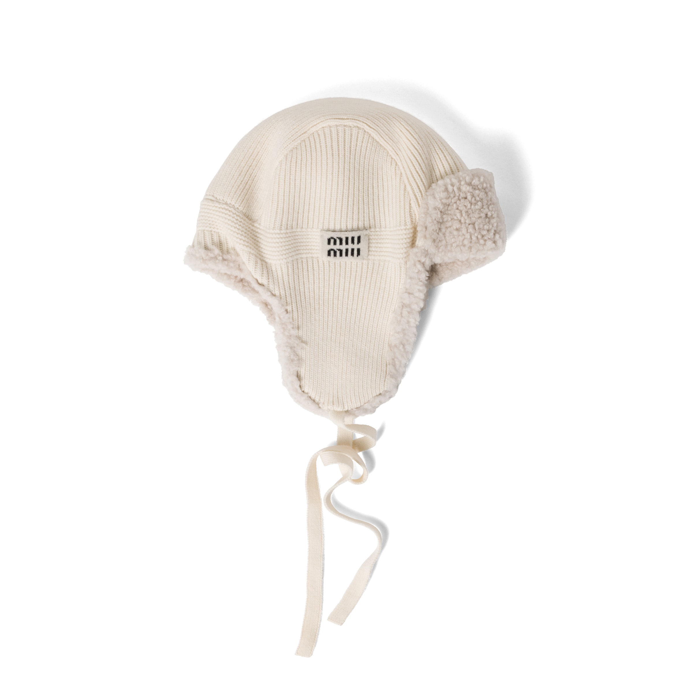 Miu Miu Chapka En Laine, Cachemire Et Peau De Mouton, Femme, Blanc, Taille S