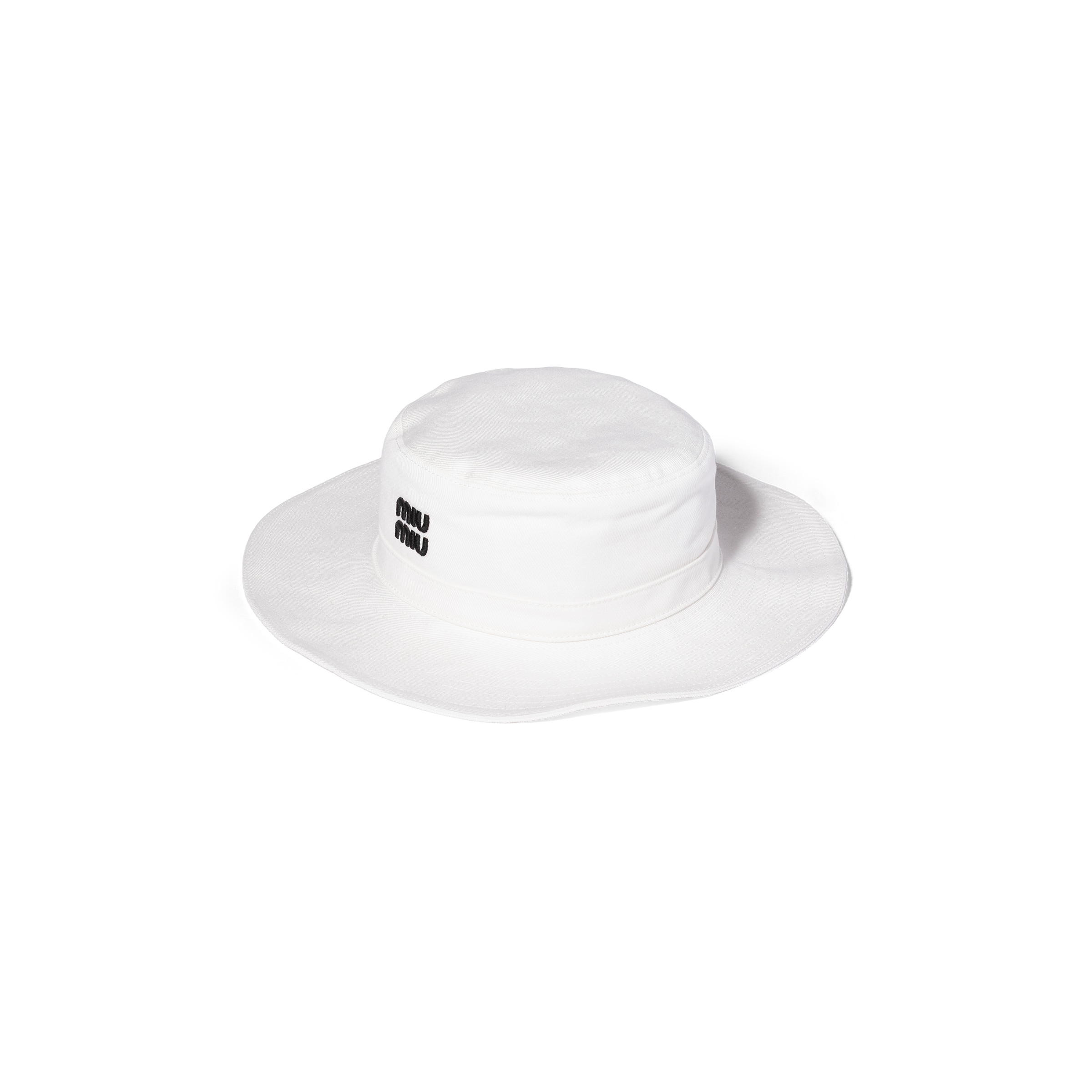 Miu Miu Drill Hat In White/black