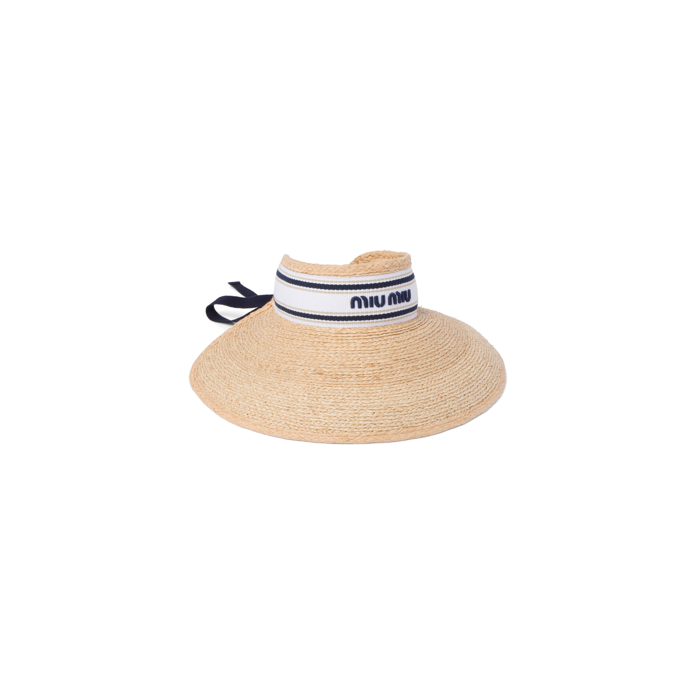 Miu Miu Visière En Tissu Effet Raphia, Femme, Fauve/blanc, Taille M
