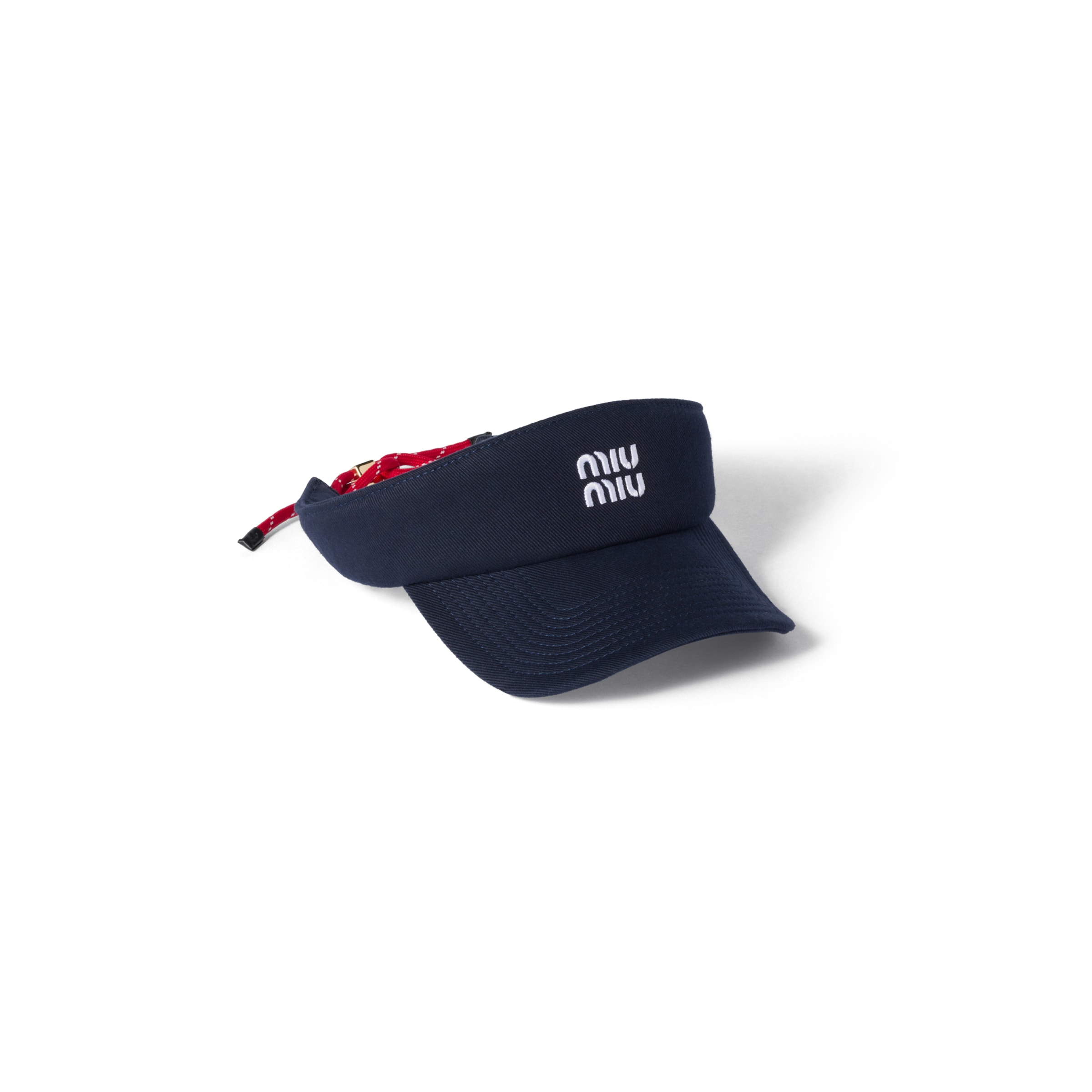 Miu Miu Denim Visor In Blue/red