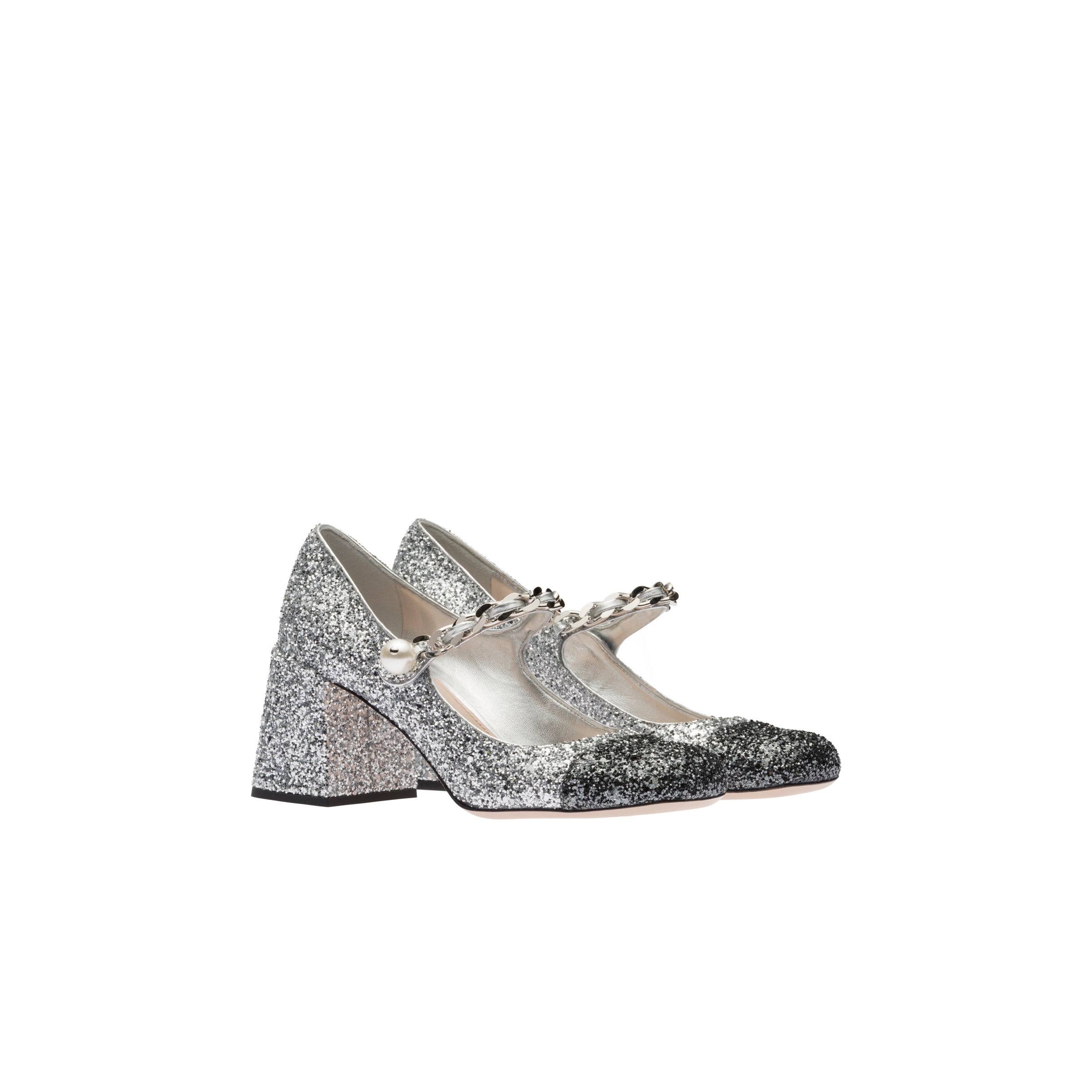 Silver slate Glitter Pumps Miu Miu