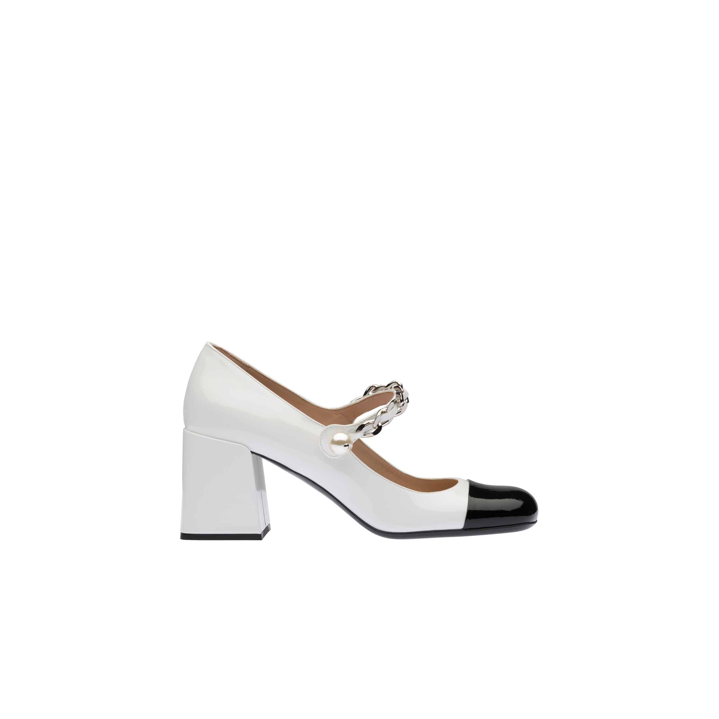 Patent leather pumps White/black | Miu Miu