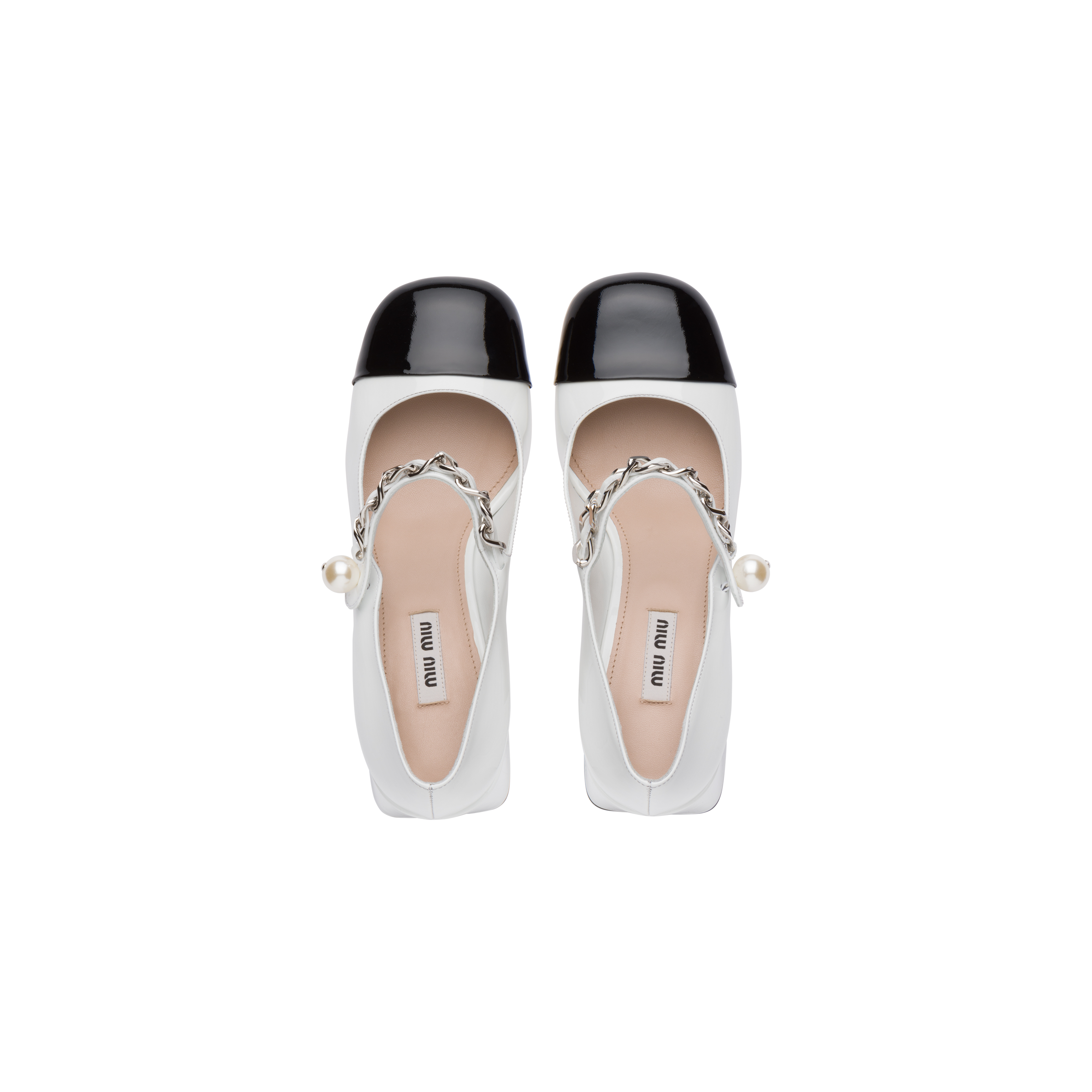 White/black Patent Leather Pumps | Miu Miu