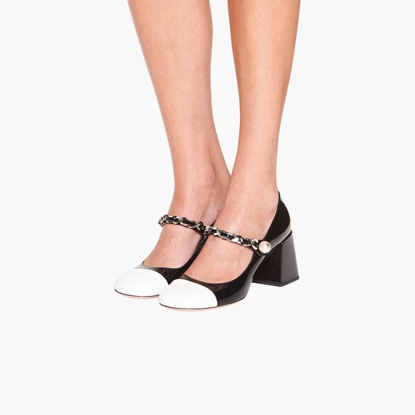 Patent leather pumps Black/white | Miu Miu