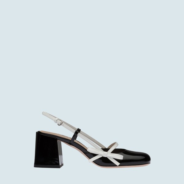 Patent leather slingback pumps Black