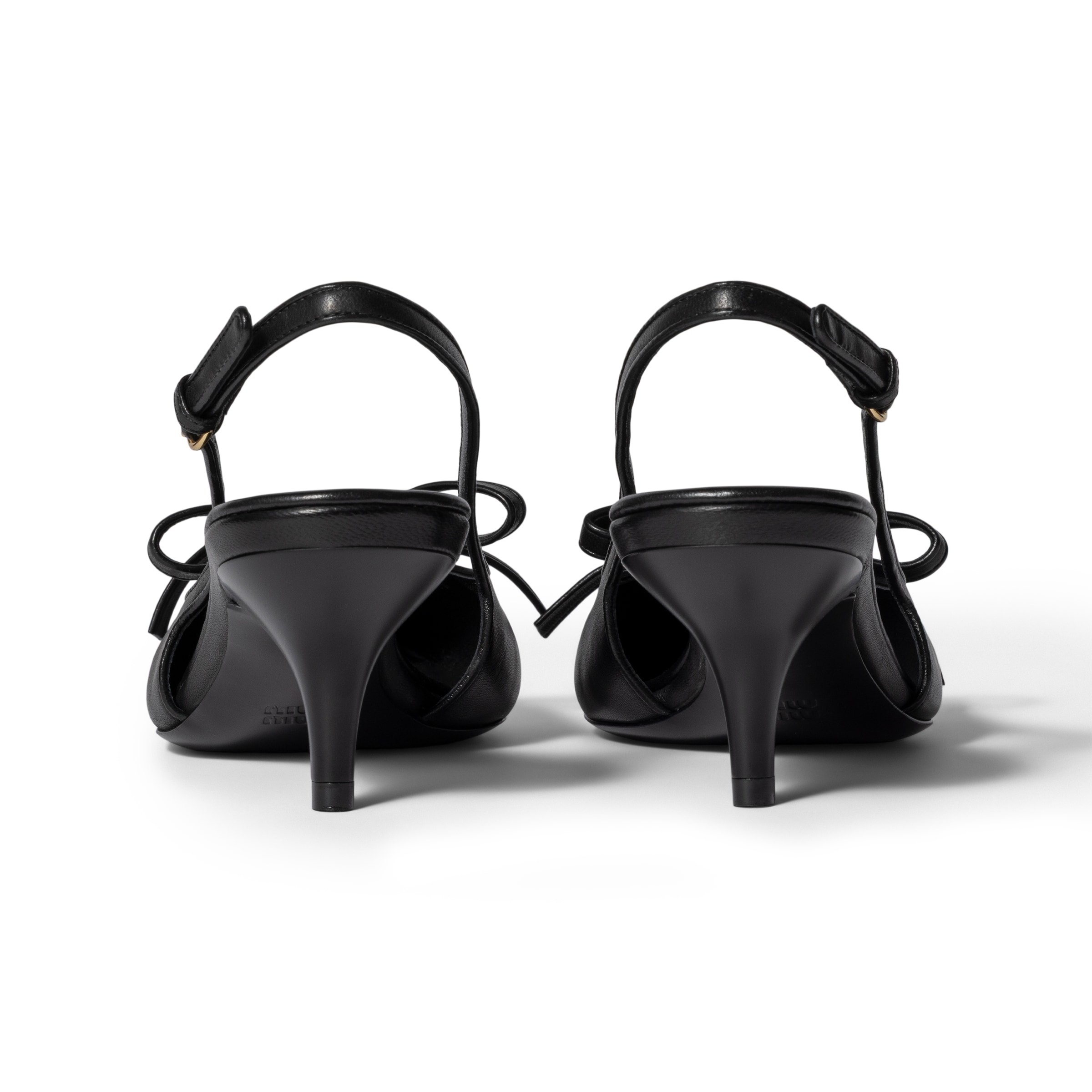 Miu Miu Chic Leather Kitten Heel Pumps With Buckle In Black