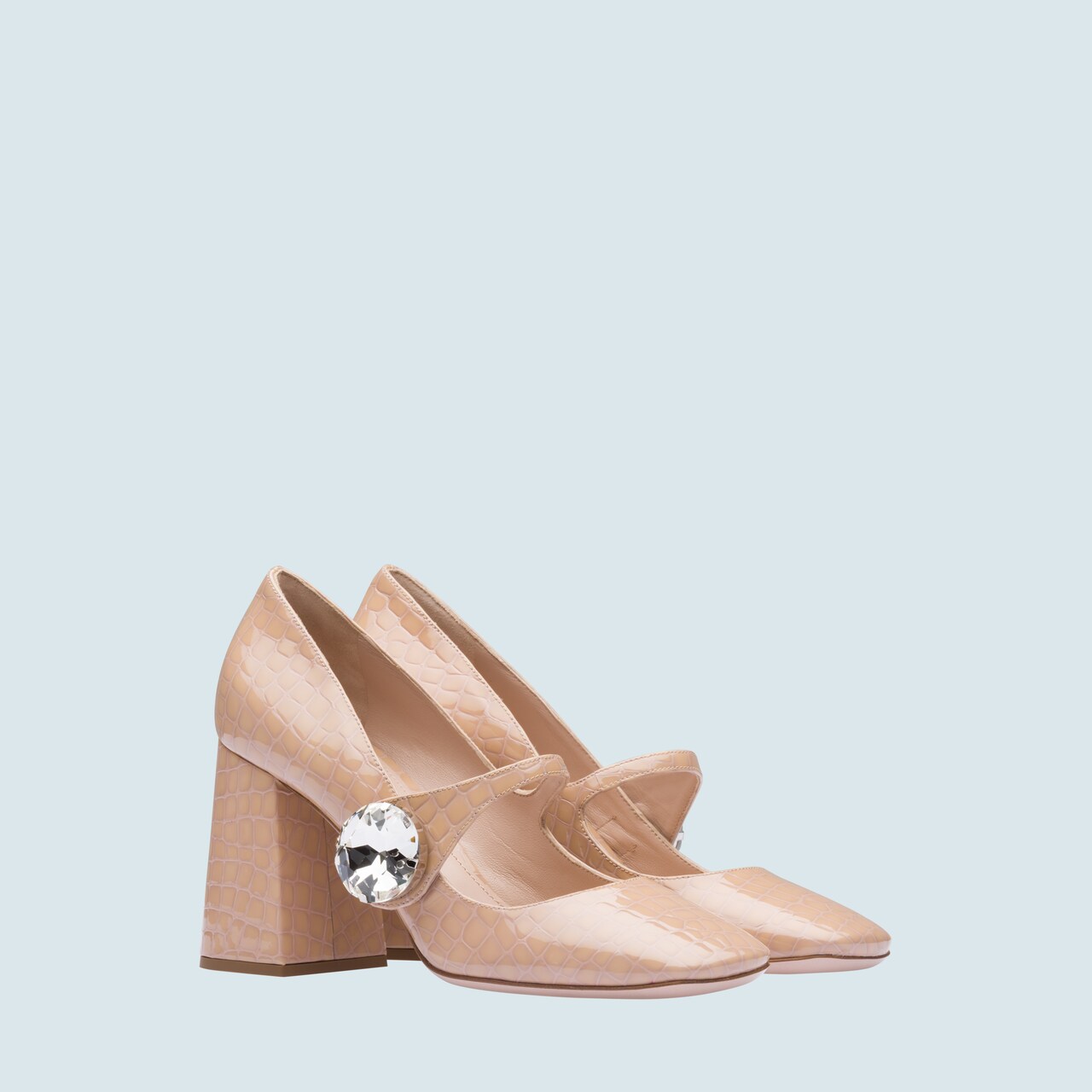 Croco-print leather Mary Jane pumps