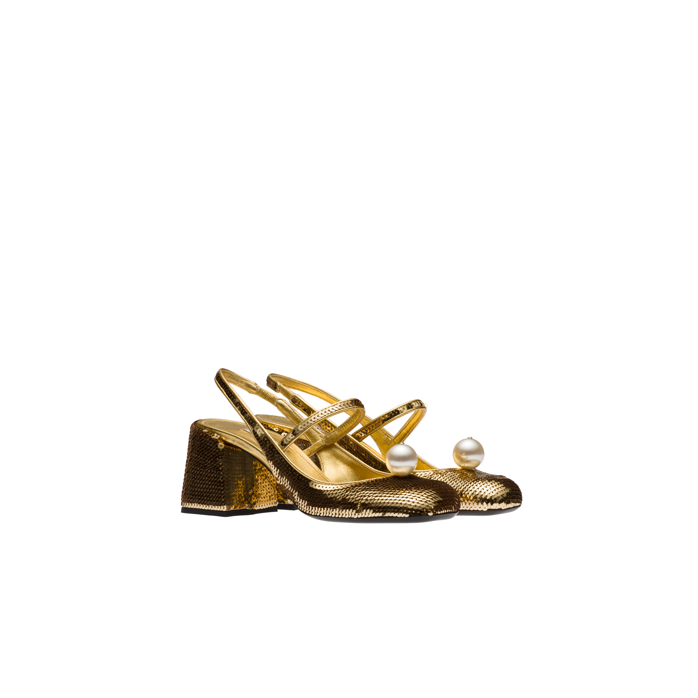 Sequined slingback pumps Gold | Miu Miu