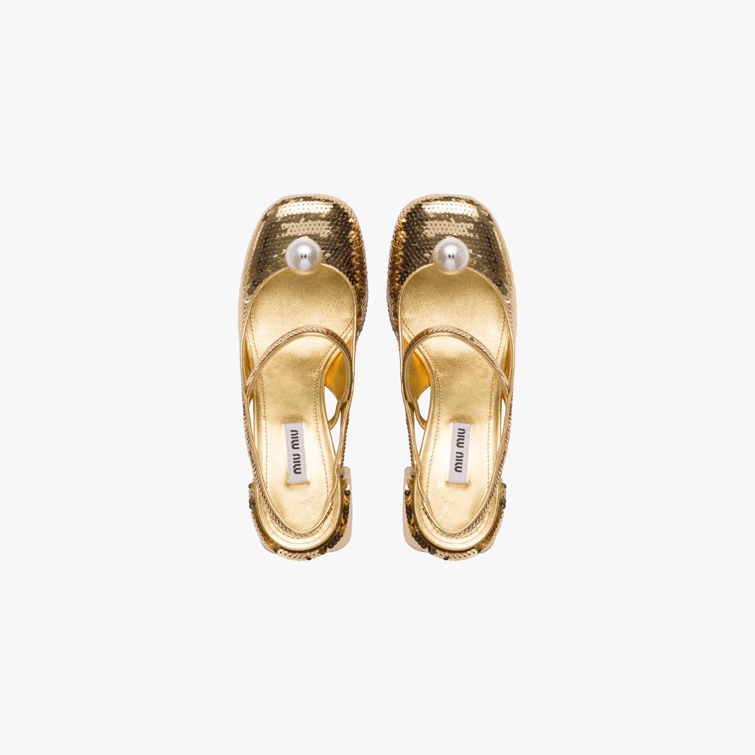 Sequined slingback pumps Gold | Miu Miu