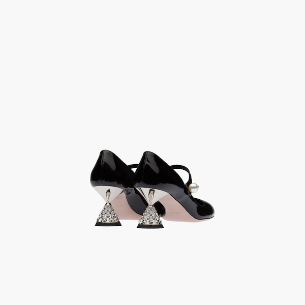 black patent leather mary jane pumps