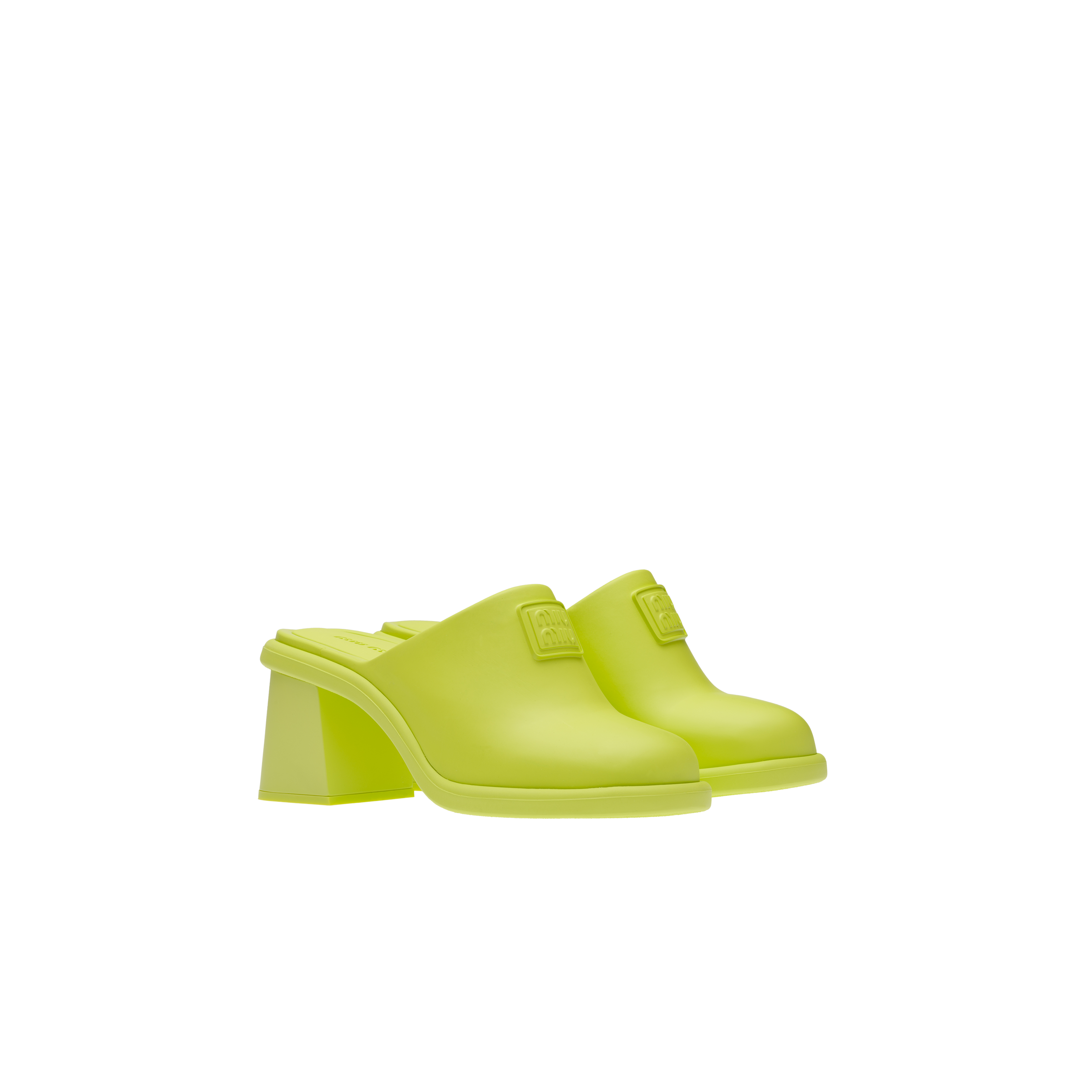 Rubber mules Lime green Miu Miu