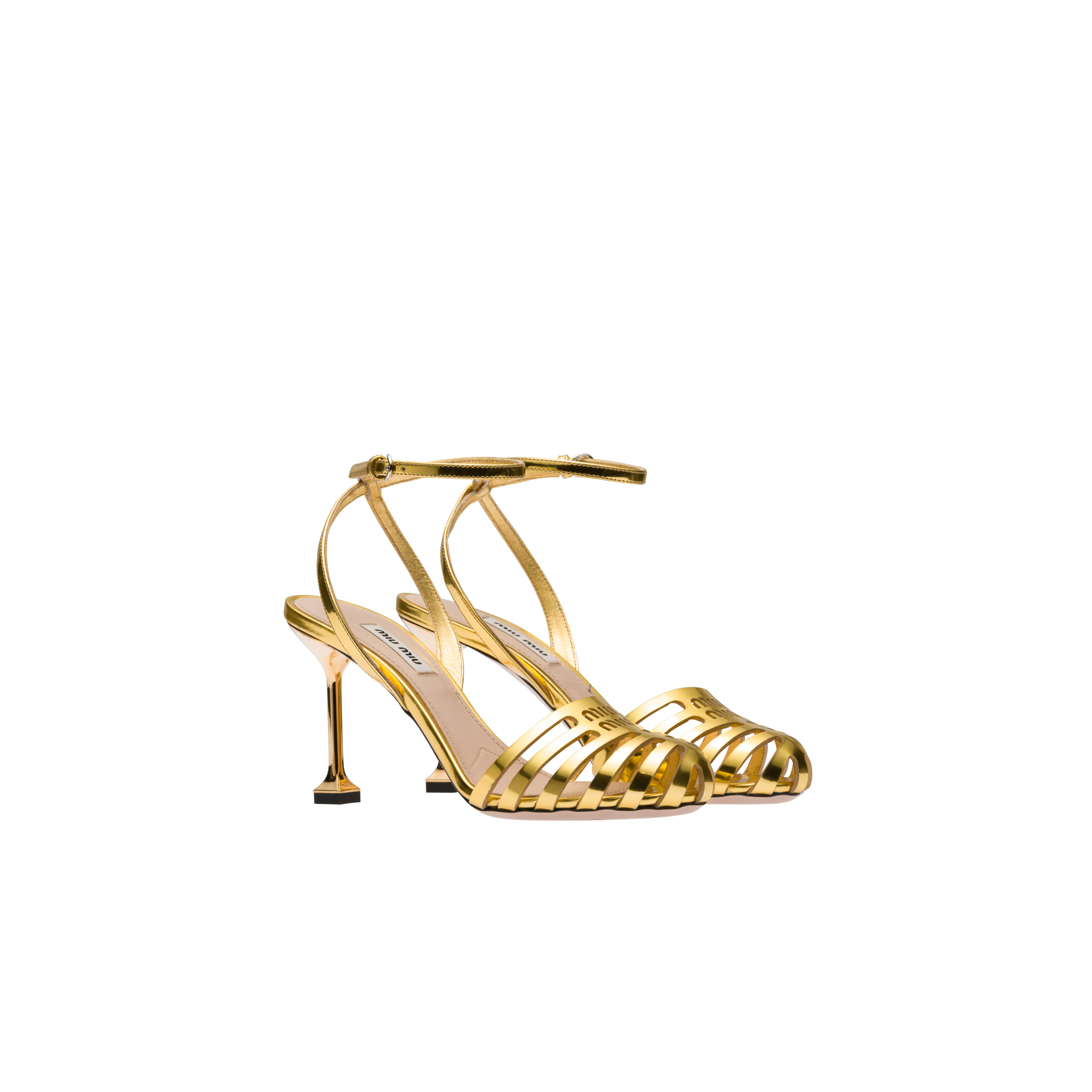 Miu miu gold hotsell heels