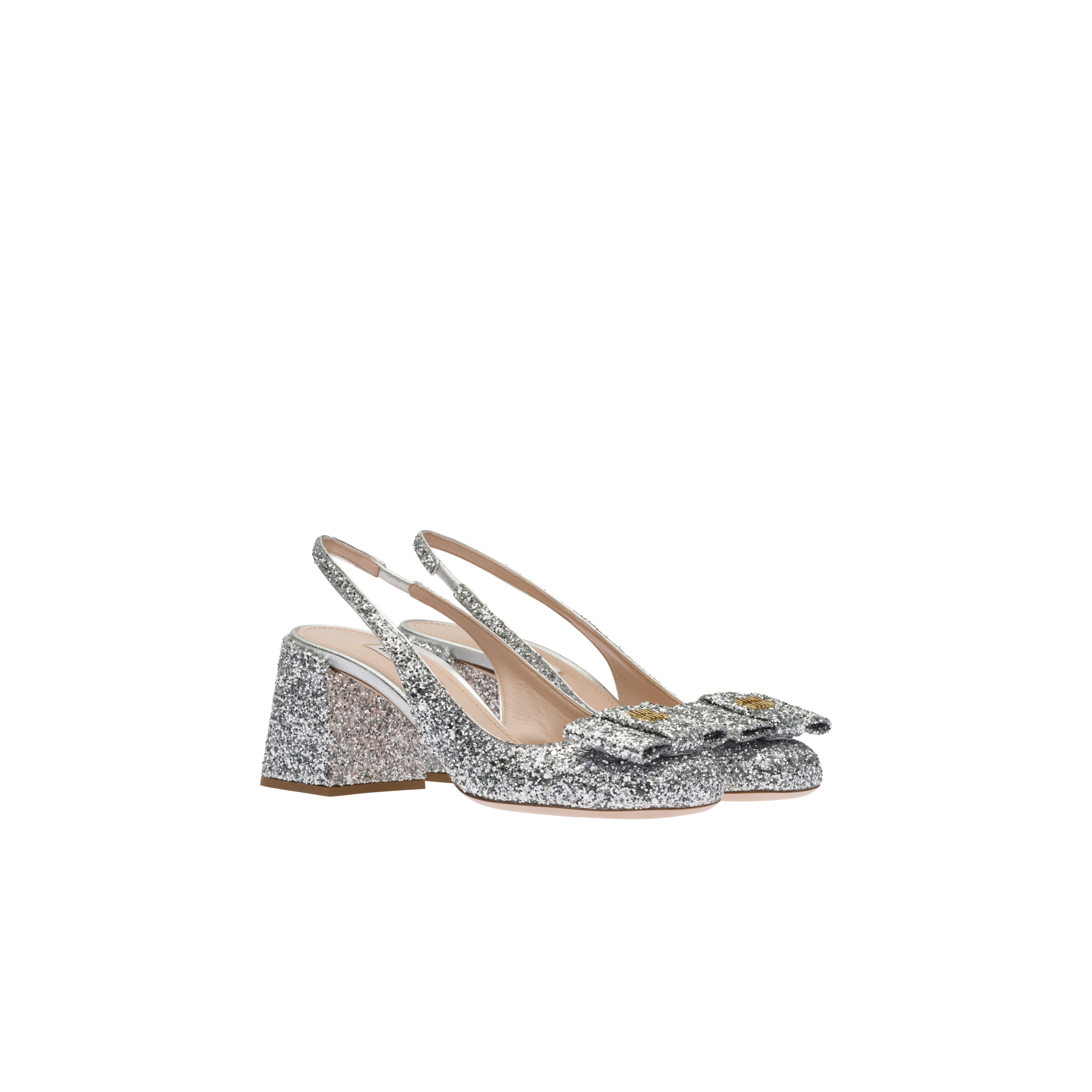 Fugtighed følgeslutning ulækkert Silver Glitter Slingback Pumps | Miu Miu