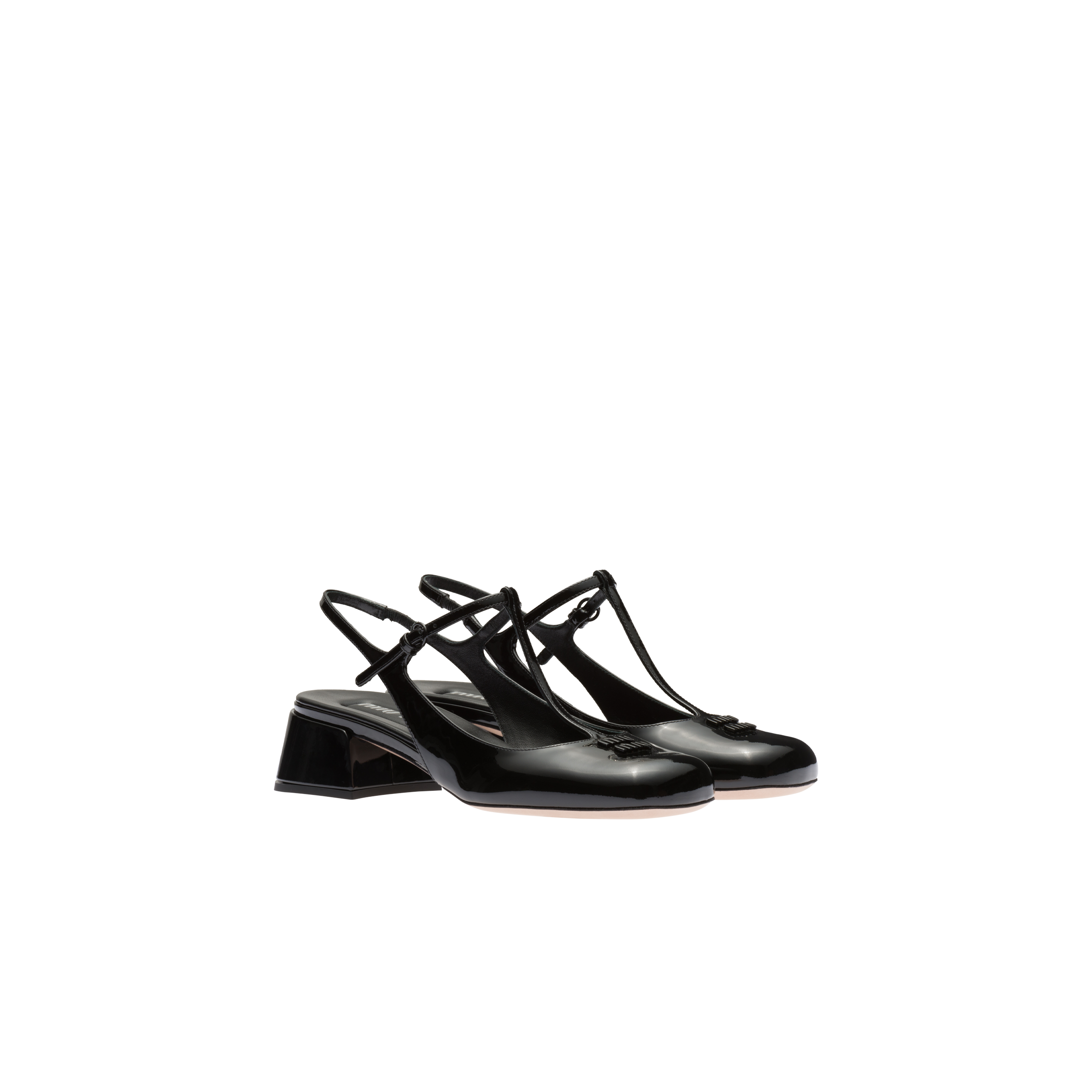 Patent leather slingback pumps Black | Miu Miu