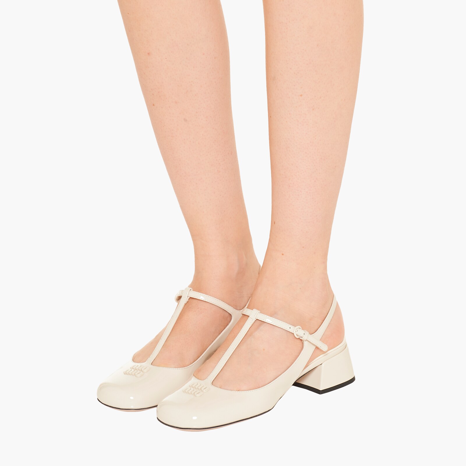 Ivory Patent leather slingback pumps MIU MIU