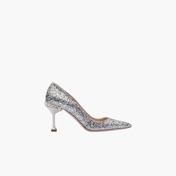 silver glitter pumps