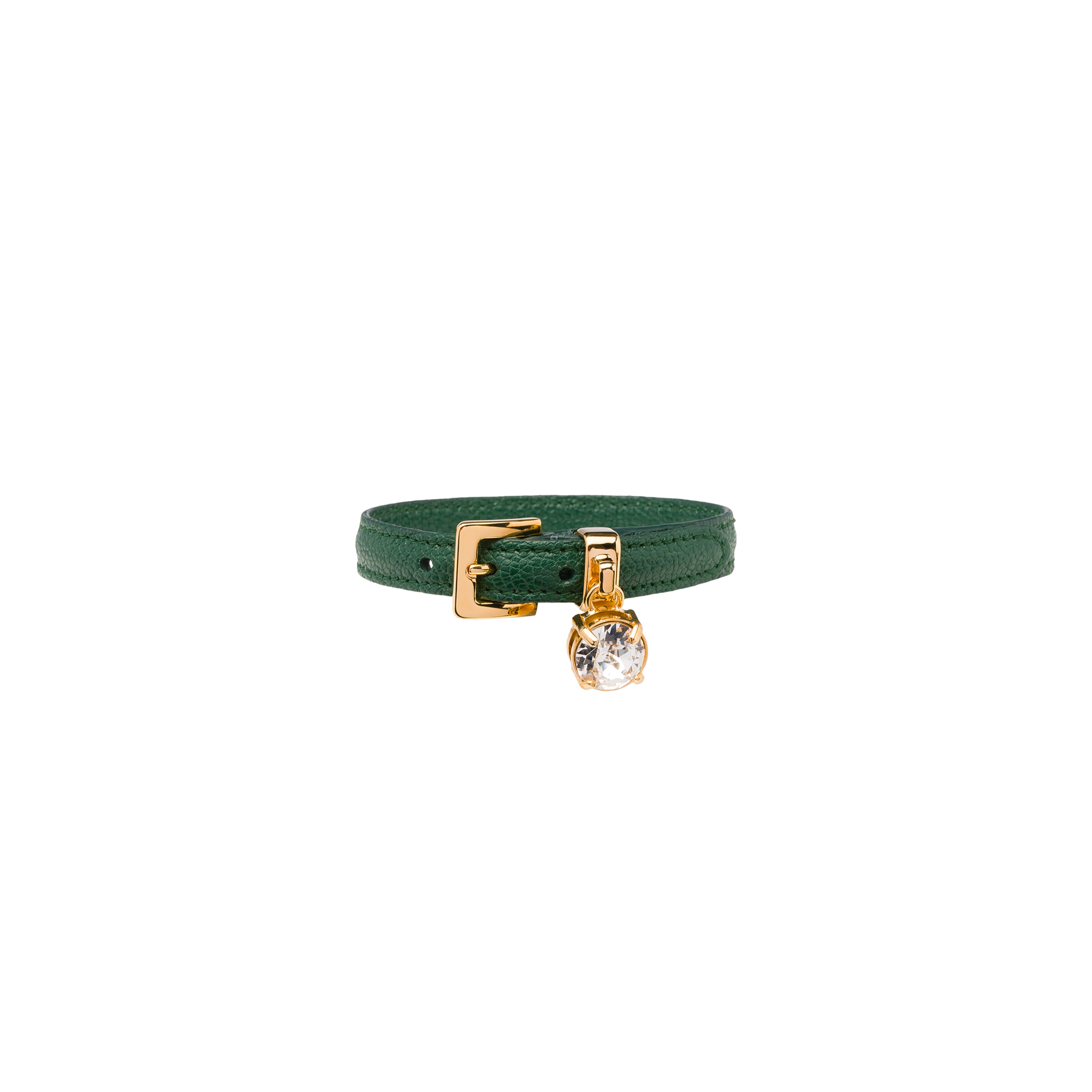 Miu Miu Buckled Crystal Bracelet In Green