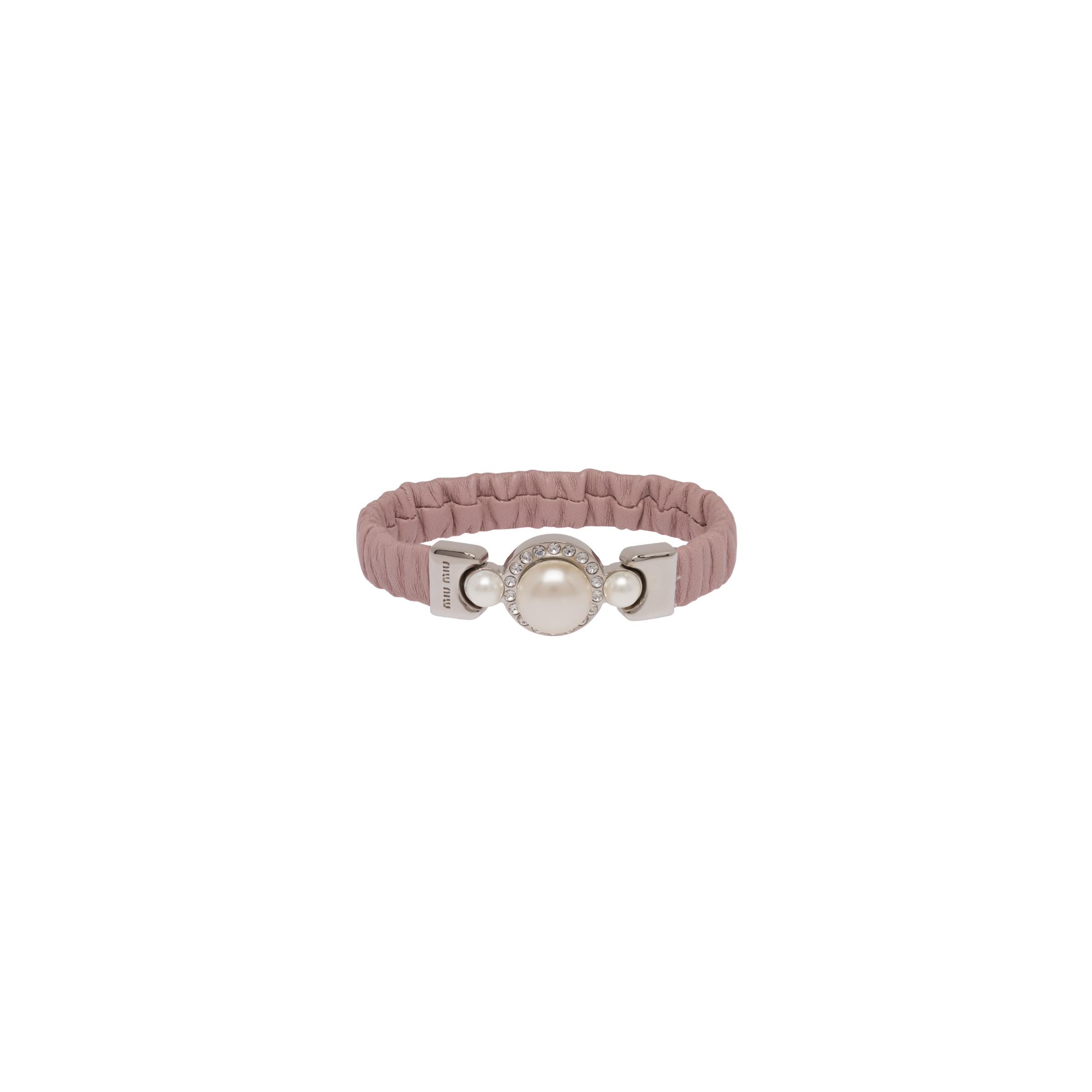 新作 MIUMIU ナッパレザー メタル ブレスレット ピンク M 新作 MIUMIU ナッパレザー メタル ブレスレット ピンク M